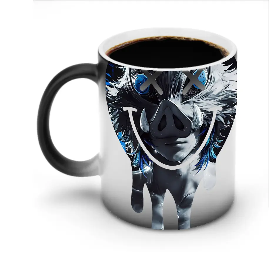 鬼滅の刃 グッズ,嘴平 伊之助 - 変色マグカップ ・ セラミック ・ 熱転写プリント ・ 耐久性 高品質 ・ ギフト・自宅用 コーヒー お茶