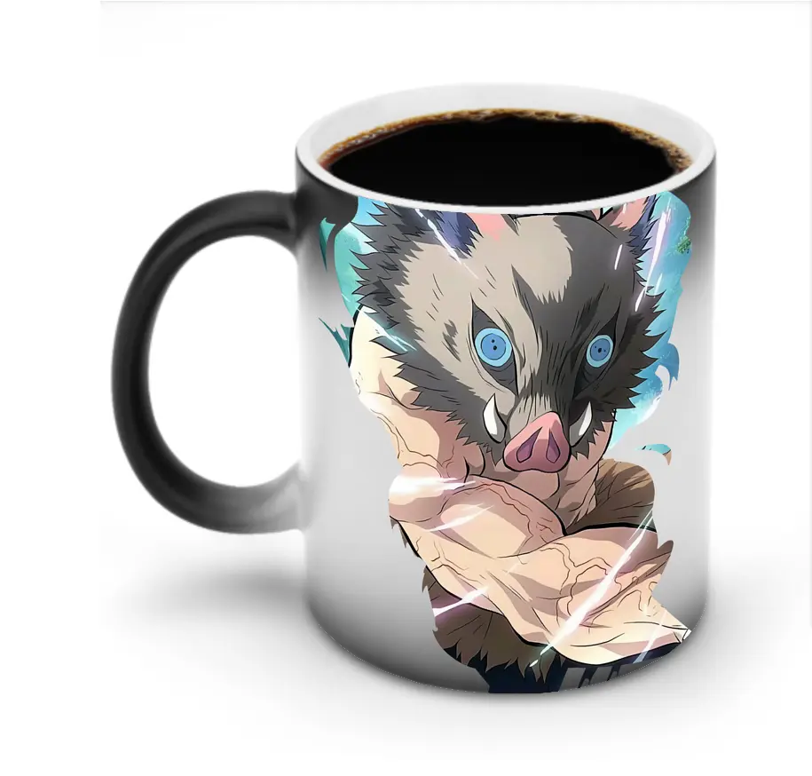 鬼滅の刃 グッズ,嘴平 伊之助 - 変色マグカップ ・ セラミック ・ 熱転写プリント ・ 耐久性 高品質 ・ ギフト・自宅用 コーヒー お茶