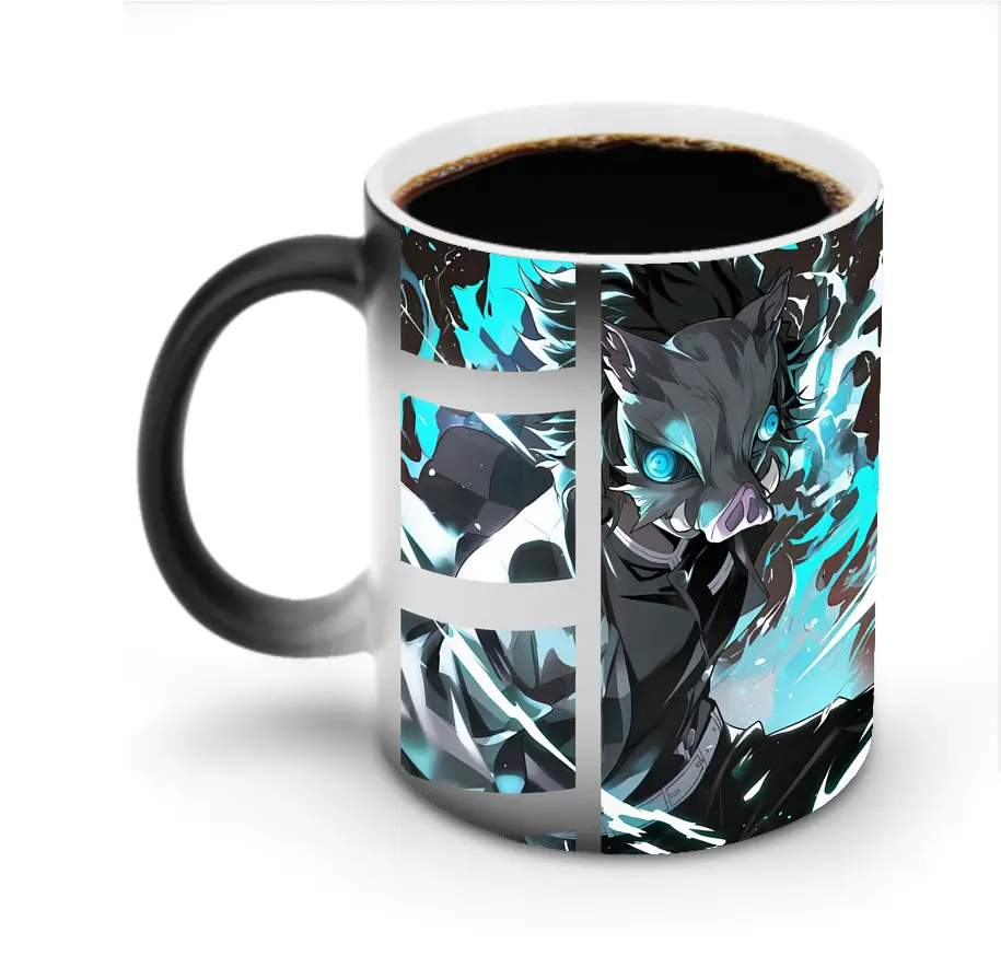 鬼滅の刃 グッズ,嘴平 伊之助 - 変色マグカップ ・ セラミック ・ 熱転写プリント ・ 耐久性 高品質 ・ ギフト・自宅用 コーヒー お茶