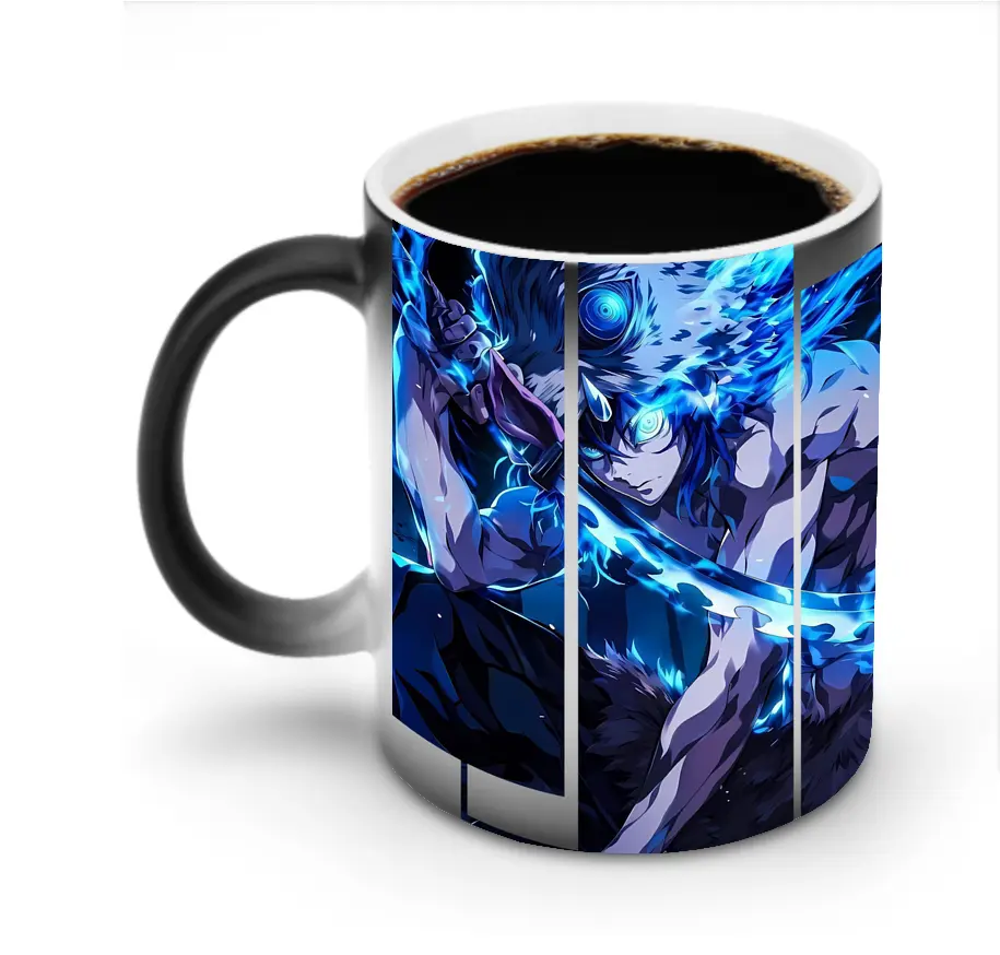 鬼滅の刃 グッズ,嘴平 伊之助 - 変色マグカップ ・ セラミック ・ 熱転写プリント ・ 耐久性 高品質 ・ ギフト・自宅用 コーヒー お茶