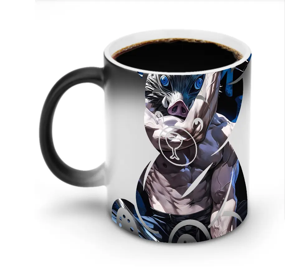 鬼滅の刃 グッズ,嘴平 伊之助 - 変色マグカップ ・ セラミック ・ 熱転写プリント ・ 耐久性 高品質 ・ ギフト・自宅用 コーヒー お茶