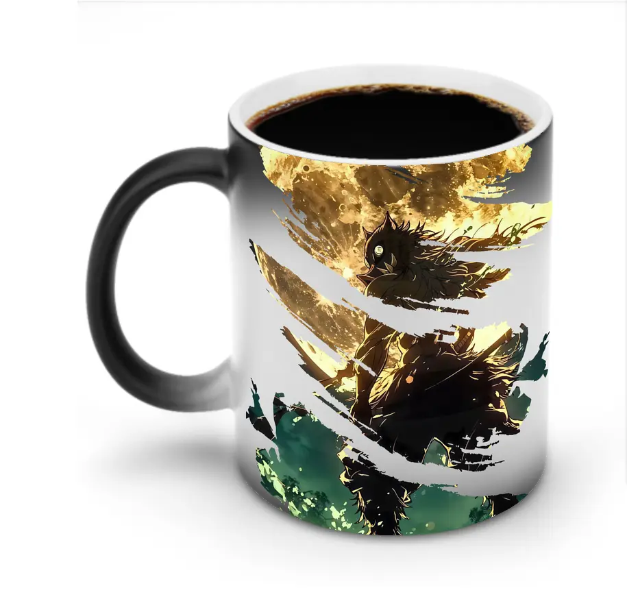 鬼滅の刃 グッズ,嘴平 伊之助 - 変色マグカップ ・ セラミック ・ 熱転写プリント ・ 耐久性 高品質 ・ ギフト・自宅用 コーヒー お茶