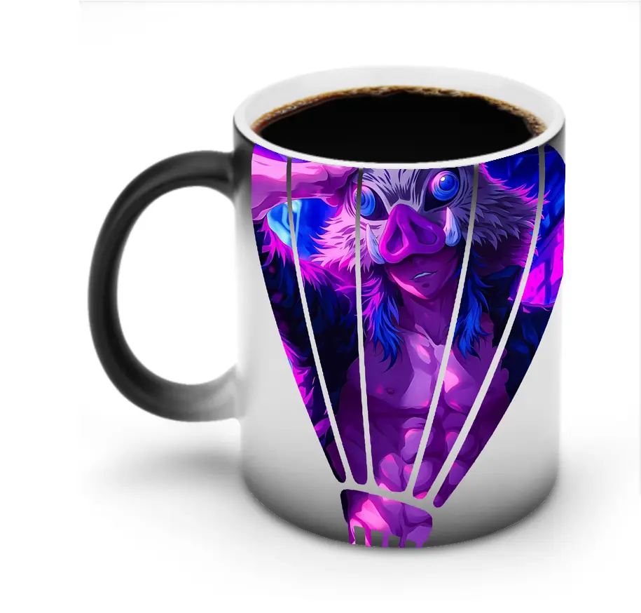 鬼滅の刃 グッズ,嘴平 伊之助 - 変色マグカップ ・ セラミック ・ 熱転写プリント ・ 耐久性 高品質 ・ ギフト・自宅用 コーヒー お茶