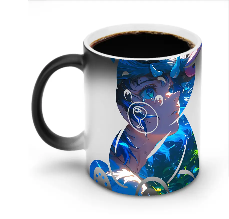 鬼滅の刃 グッズ,嘴平 伊之助 - 変色マグカップ ・ セラミック ・ 熱転写プリント ・ 耐久性 高品質 ・ ギフト・自宅用 コーヒー お茶