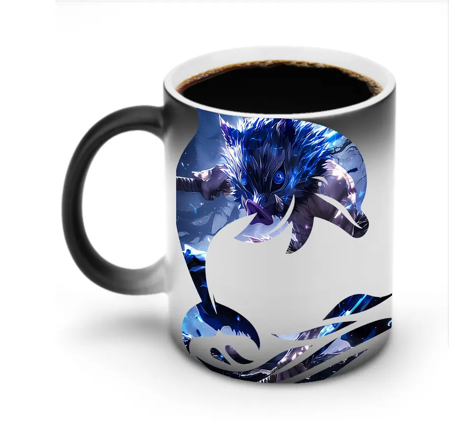 鬼滅の刃 グッズ,嘴平 伊之助 - 変色マグカップ ・ セラミック ・ 熱転写プリント ・ 耐久性 高品質 ・ ギフト・自宅用 コーヒー お茶