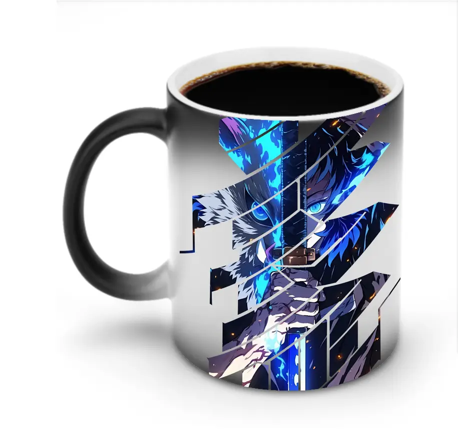 鬼滅の刃 グッズ,嘴平 伊之助 - 変色マグカップ ・ セラミック ・ 熱転写プリント ・ 耐久性 高品質 ・ ギフト・自宅用 コーヒー お茶