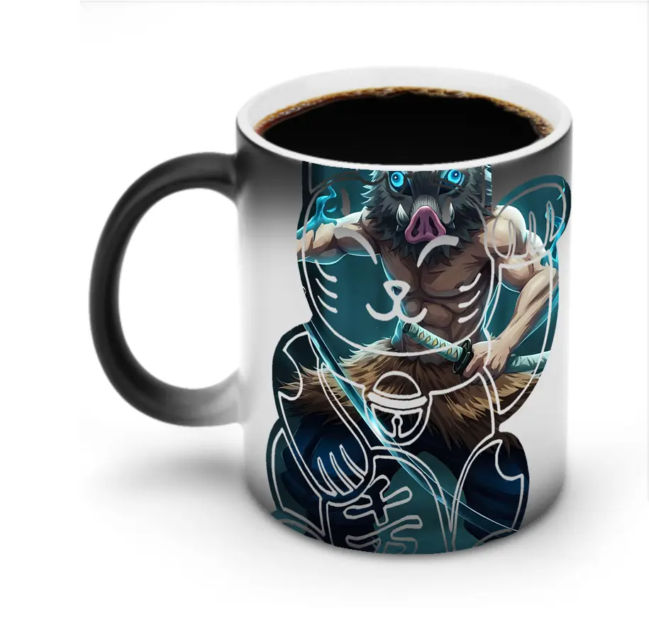 鬼滅の刃 グッズ,嘴平 伊之助 - 変色マグカップ ・ セラミック ・ 熱転写プリント ・ 耐久性 高品質 ・ ギフト・自宅用 コーヒー お茶