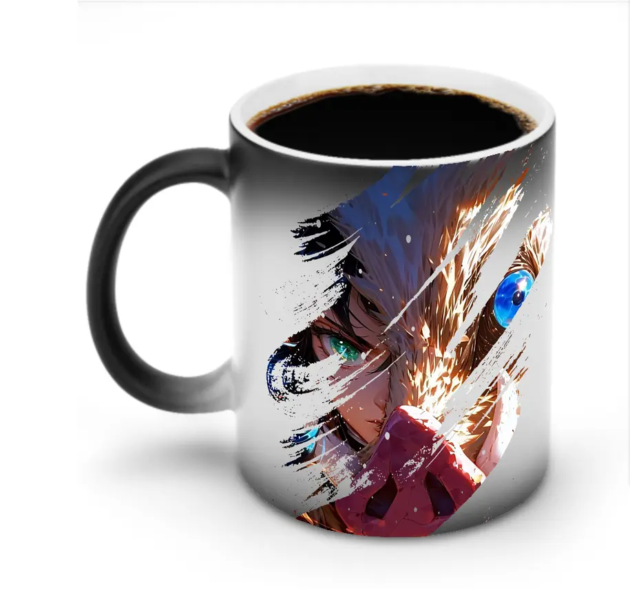 鬼滅の刃 グッズ,嘴平 伊之助 - 変色マグカップ ・ セラミック ・ 熱転写プリント ・ 耐久性 高品質 ・ ギフト・自宅用 コーヒー お茶