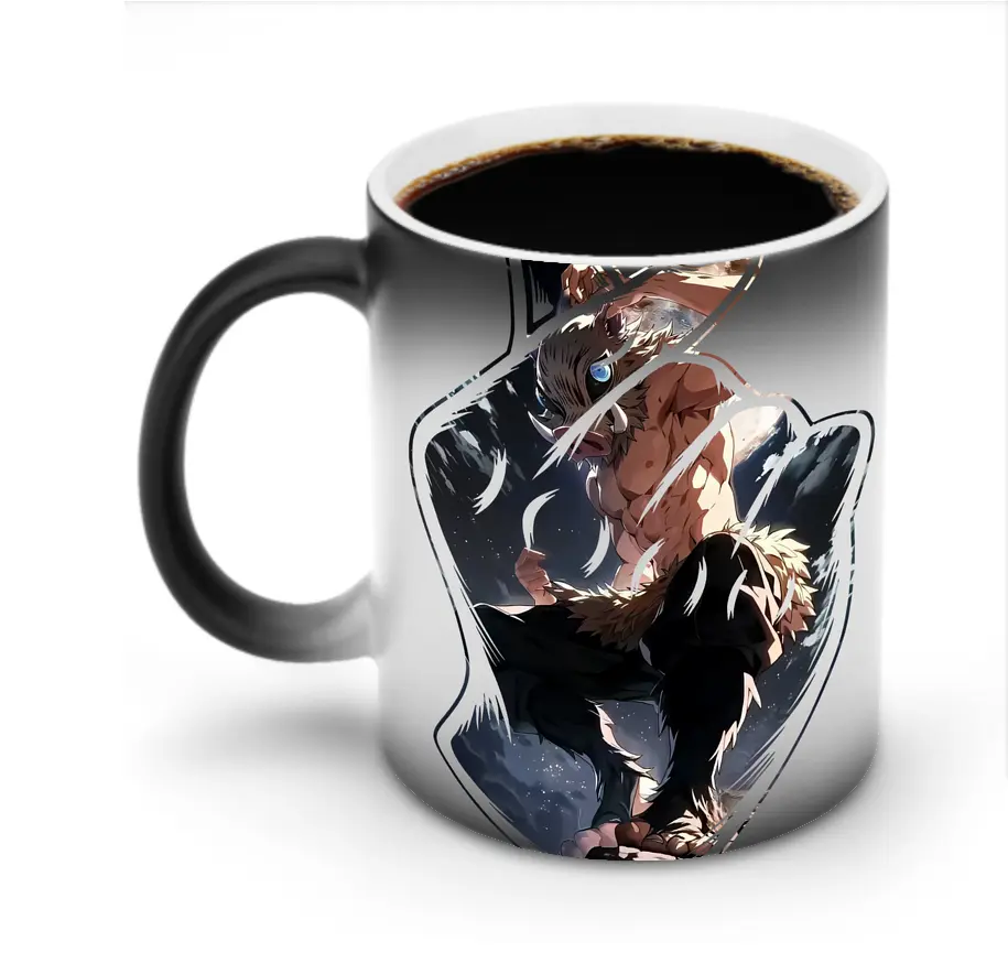 鬼滅の刃 グッズ,嘴平 伊之助 - 変色マグカップ ・ セラミック ・ 熱転写プリント ・ 耐久性 高品質 ・ ギフト・自宅用 コーヒー お茶