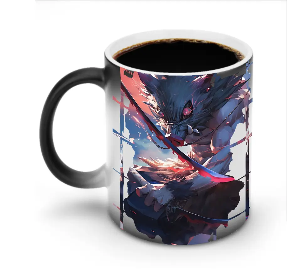 鬼滅の刃 グッズ,嘴平 伊之助 - 変色マグカップ ・ セラミック ・ 熱転写プリント ・ 耐久性 高品質 ・ ギフト・自宅用 コーヒー お茶