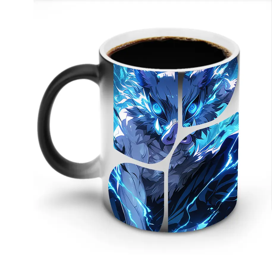 鬼滅の刃 グッズ,嘴平 伊之助 - 変色マグカップ ・ セラミック ・ 熱転写プリント ・ 耐久性 高品質 ・ ギフト・自宅用 コーヒー お茶