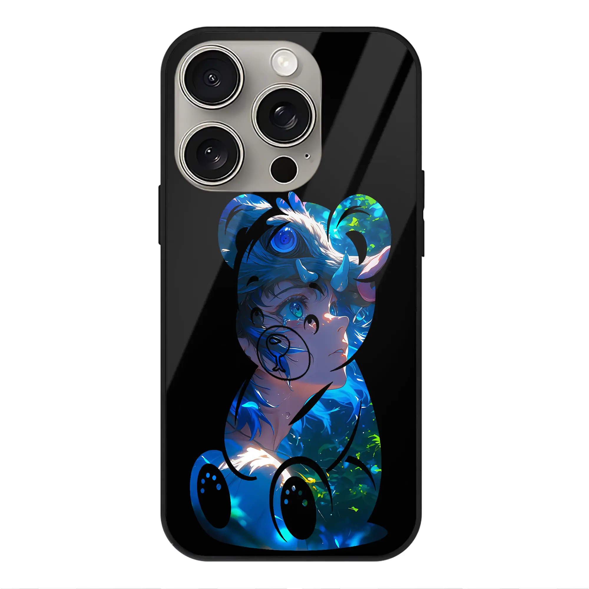 鬼滅の刃 グッズ,嘴平 伊之助 - IPhone15Pro対応 ・ スマホケース ・ 背面ガラス ・ TPU+強化ガラス ・ 耐衝撃 ・ 黄変防止 ・ ワイヤレス充電対応 ・ 3D立体ボタン