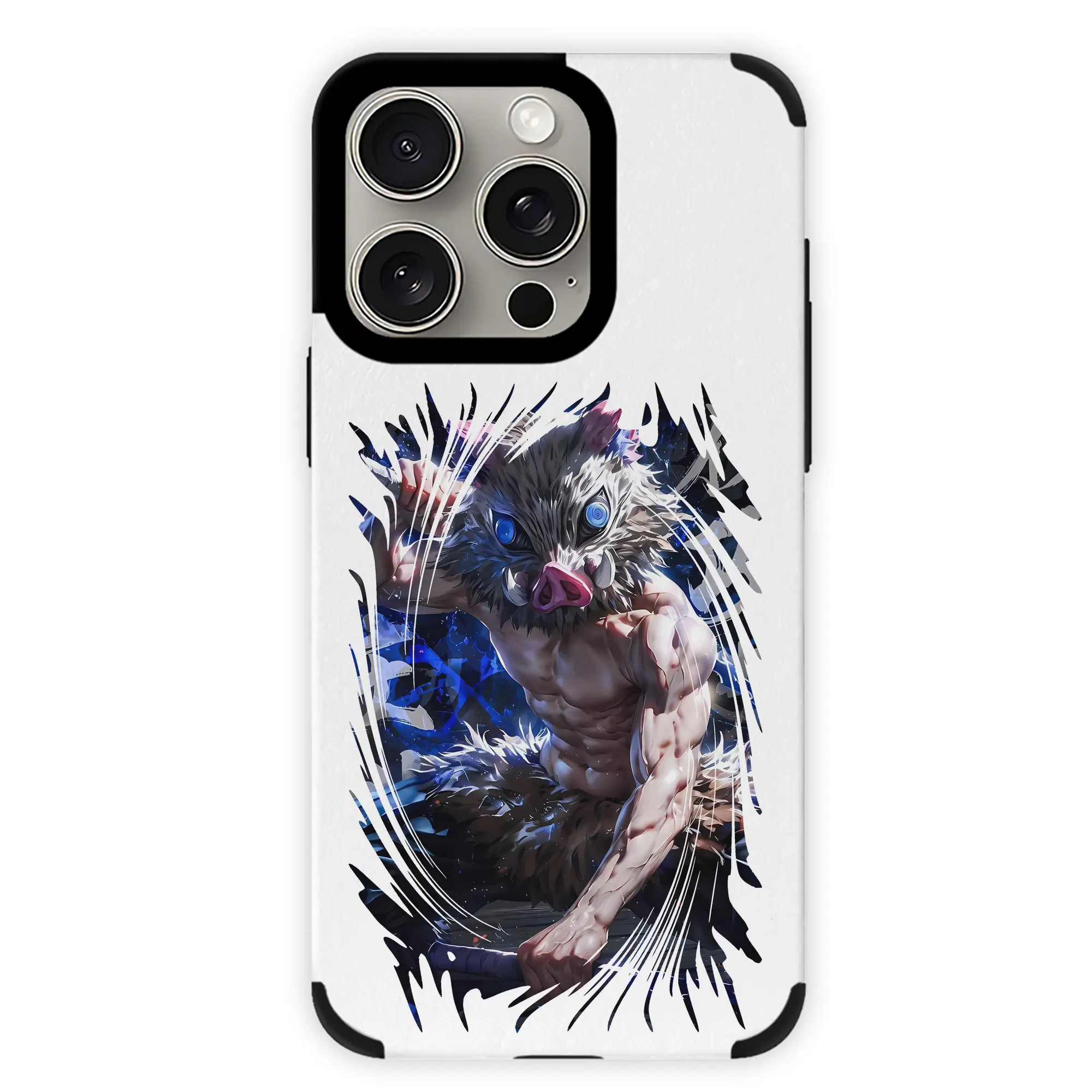 鬼滅の刃 グッズ,嘴平 伊之助 - IPhone15ProMax対応 ・ PUレザースマホケース ・ 耐衝撃 ・ 黄変防止 ・ 360度全面保護 ・ 柔らか手触り ・ 3D立体ボタン