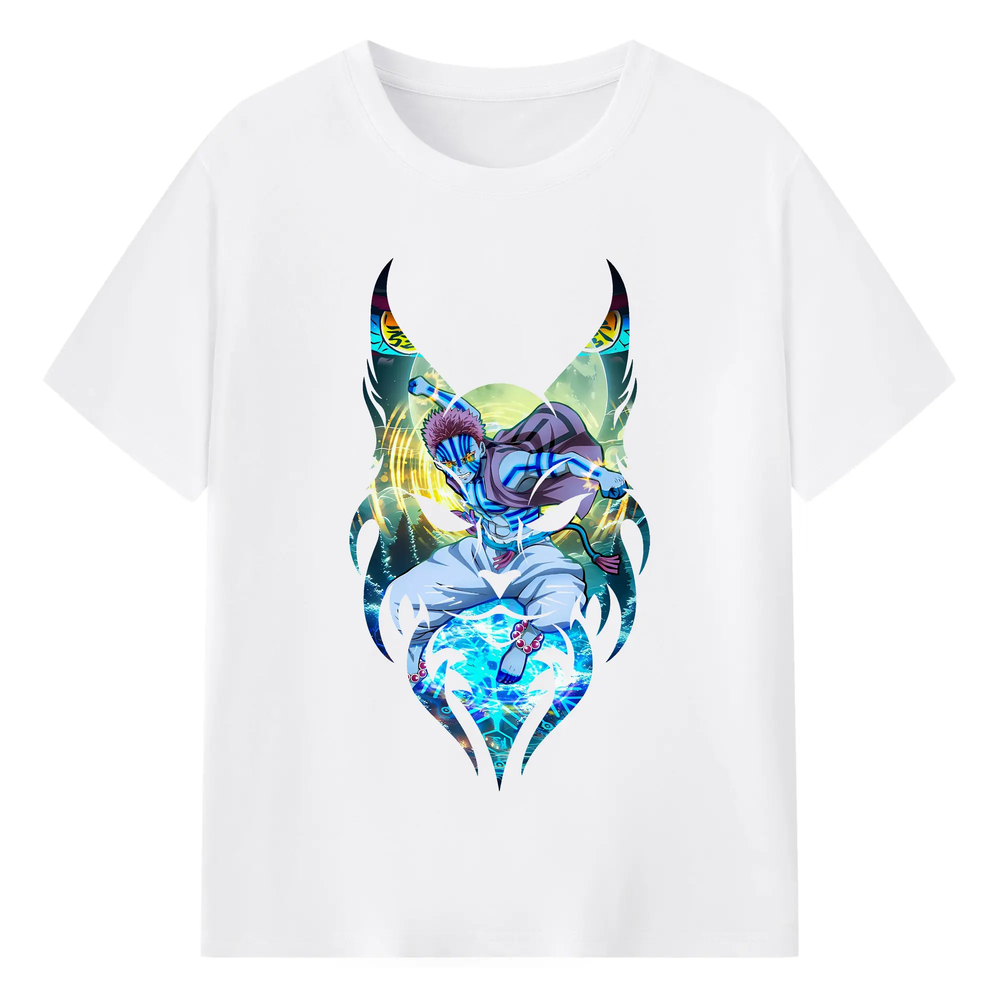 鬼滅の刃 グッズ,猗窩座 - 綿100％ 半袖Tシャツ ・ フロントプリント ・ 快適 通気性 ・ 日常使い 散歩 スポーツ用