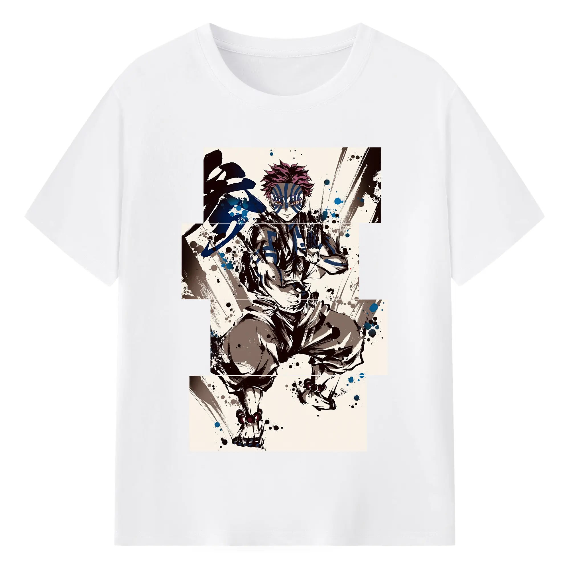 鬼滅の刃 グッズ,猗窩座 - 綿100％ 半袖Tシャツ ・ フロントプリント ・ 快適 通気性 ・ 日常使い 散歩 スポーツ用