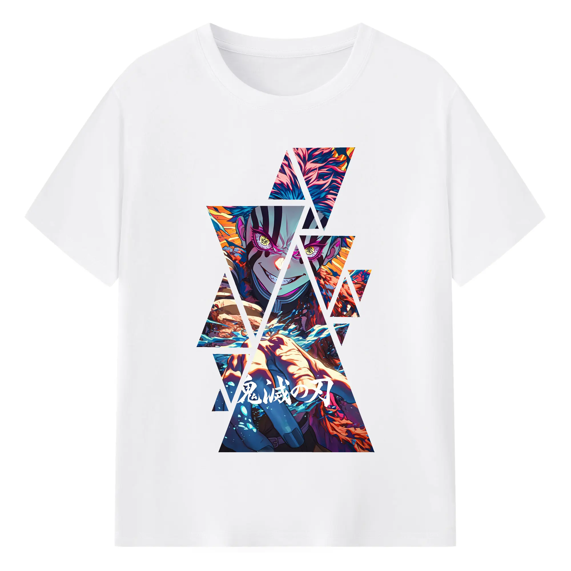 鬼滅の刃 グッズ,猗窩座 - 綿100％ 半袖Tシャツ ・ フロントプリント ・ 快適 通気性 ・ 日常使い 散歩 スポーツ用