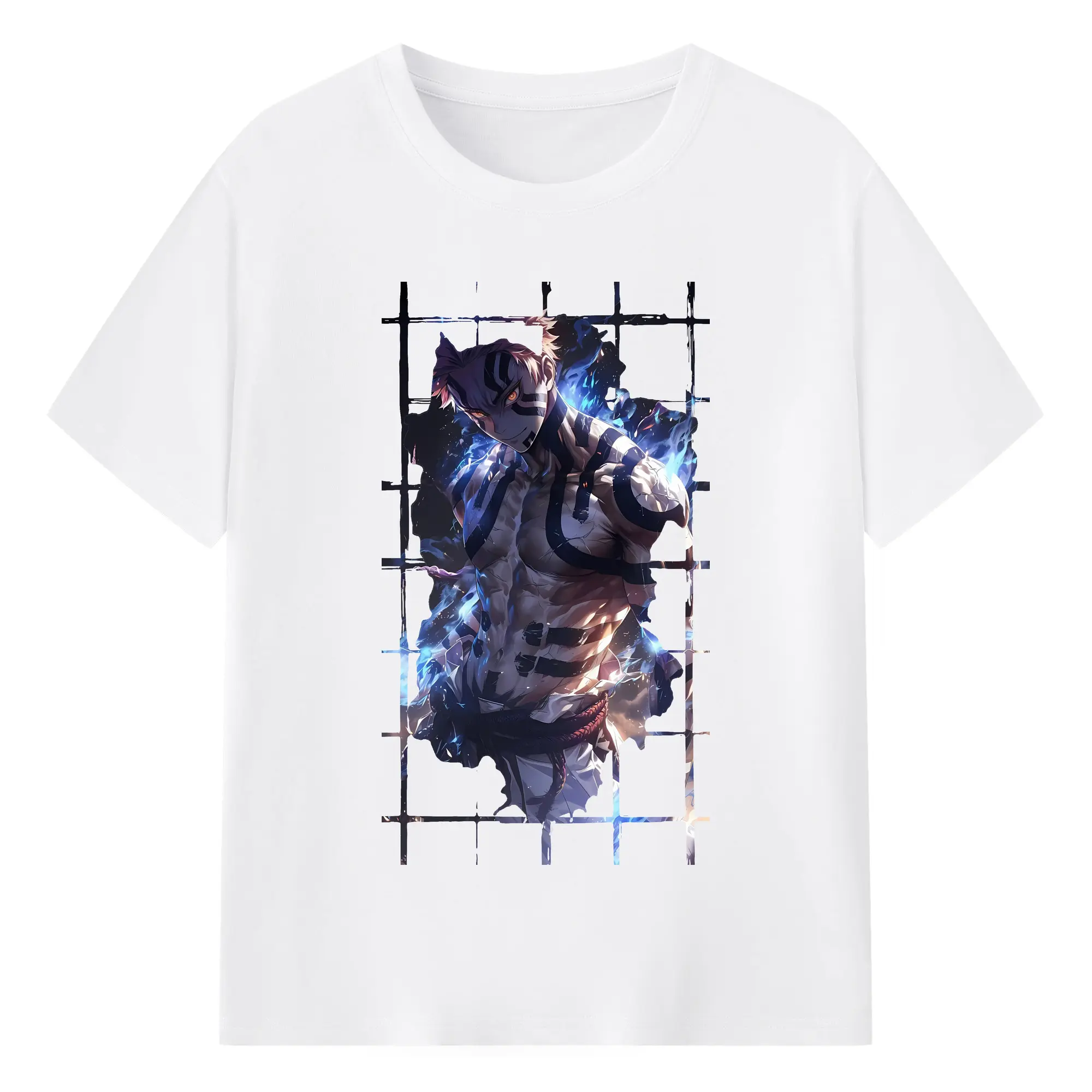 鬼滅の刃 グッズ,猗窩座 - 綿100％ 半袖Tシャツ ・ フロントプリント ・ 快適 通気性 ・ 日常使い 散歩 スポーツ用