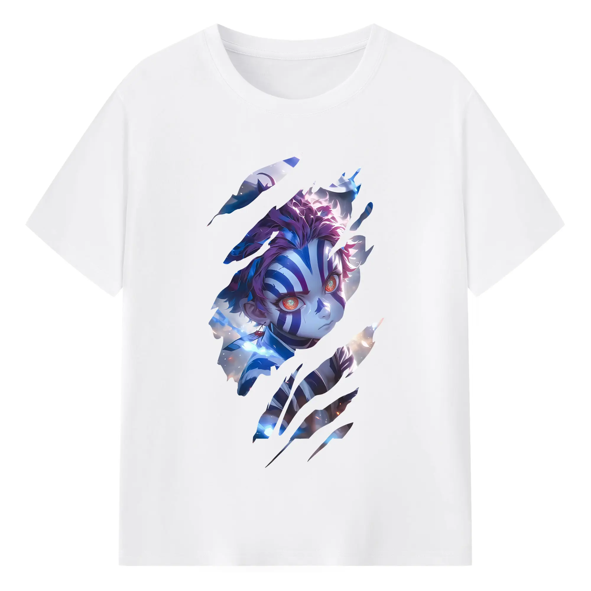 鬼滅の刃 グッズ,猗窩座 - 綿100％ 半袖Tシャツ ・ フロントプリント ・ 快適 通気性 ・ 日常使い 散歩 スポーツ用