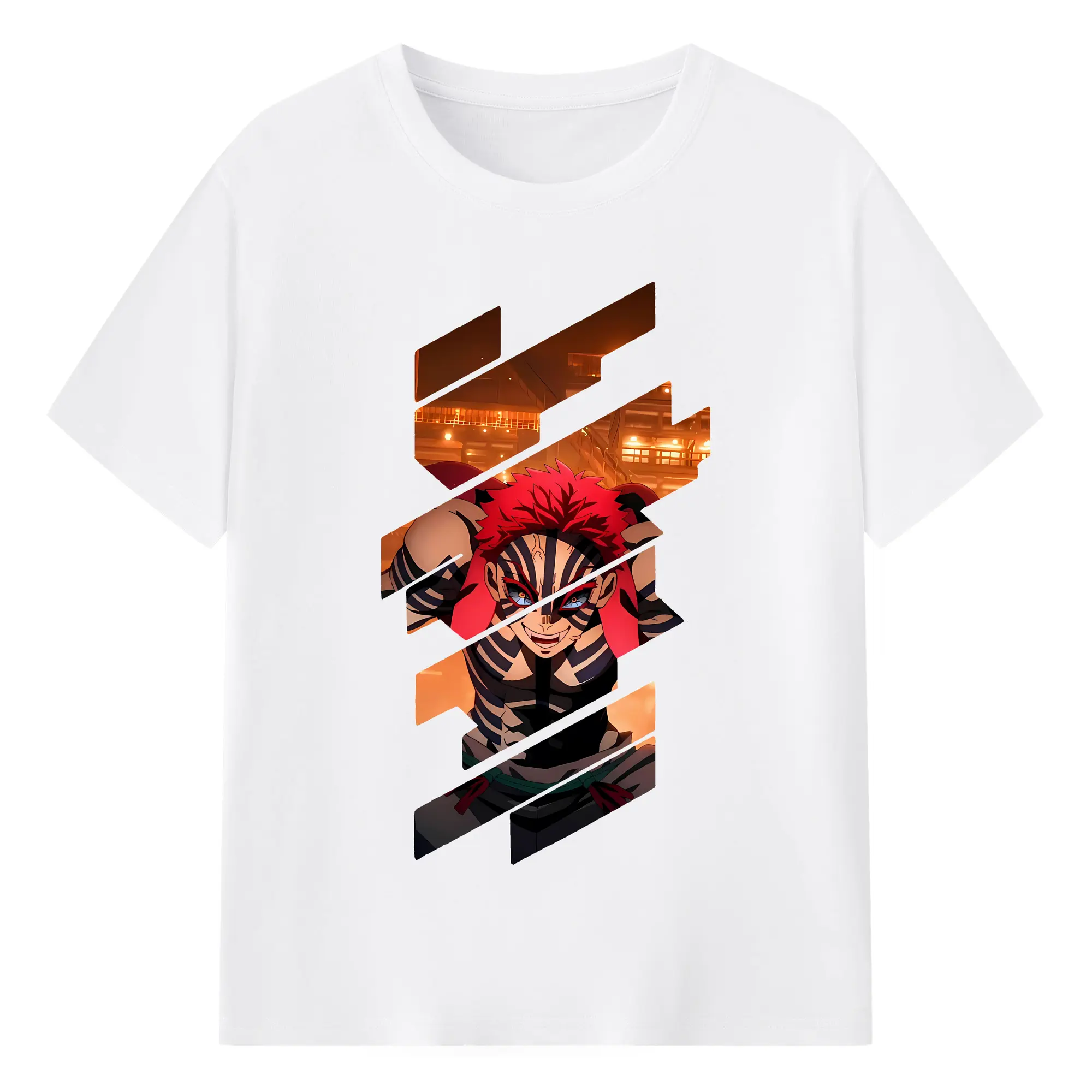 鬼滅の刃 グッズ,猗窩座 - 綿100％ 半袖Tシャツ ・ フロントプリント ・ 快適 通気性 ・ 日常使い 散歩 スポーツ用