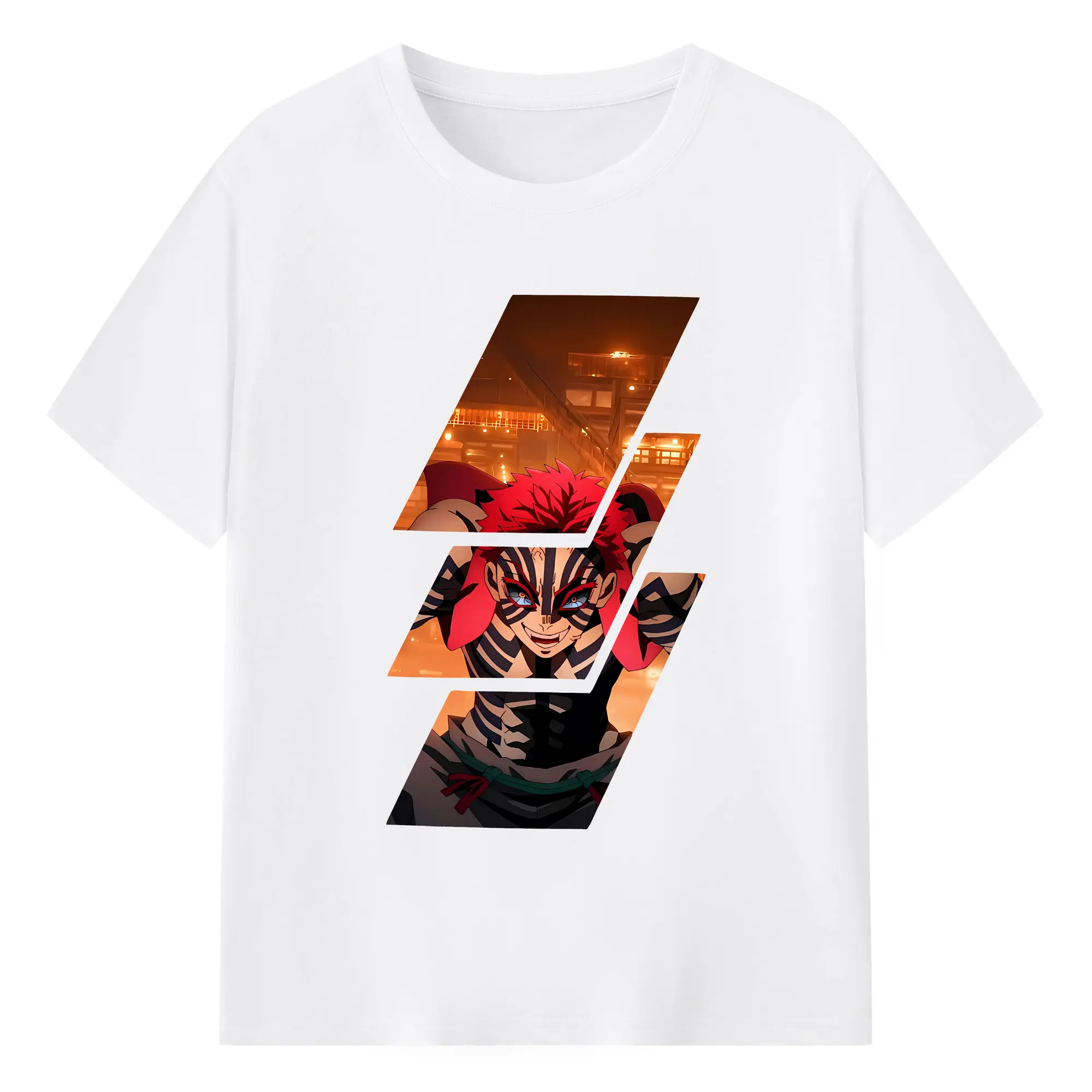 鬼滅の刃 グッズ,猗窩座 - 綿100％ 半袖Tシャツ ・ フロントプリント ・ 快適 通気性 ・ 日常使い 散歩 スポーツ用