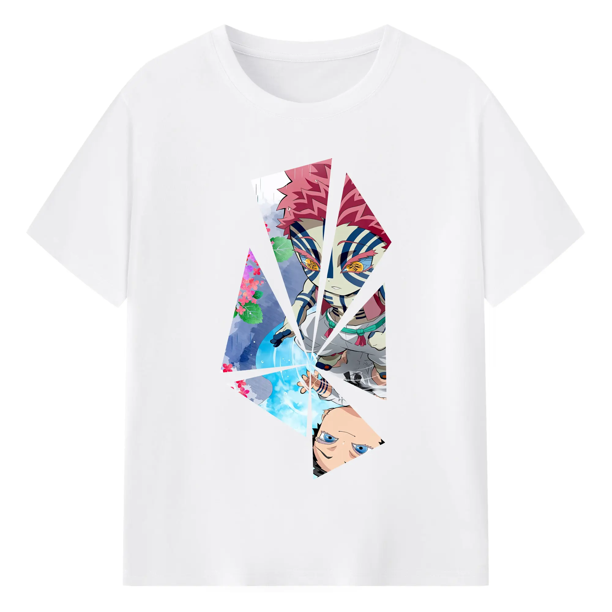 鬼滅の刃 グッズ,猗窩座 - 綿100％ 半袖Tシャツ ・ フロントプリント ・ 快適 通気性 ・ 日常使い 散歩 スポーツ用