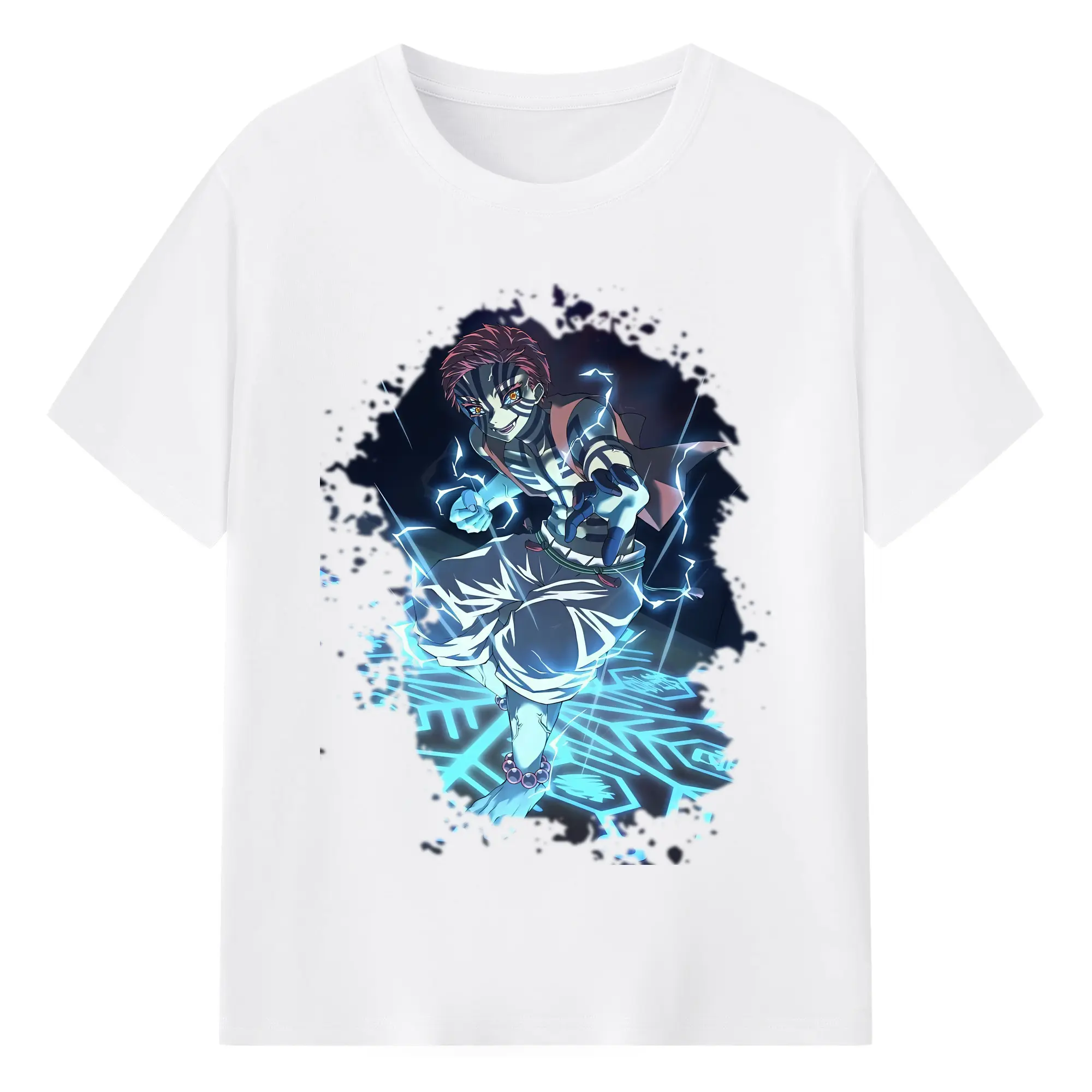 鬼滅の刃 グッズ,猗窩座 - 綿100％ 半袖Tシャツ ・ フロントプリント ・ 快適 通気性 ・ 日常使い 散歩 スポーツ用