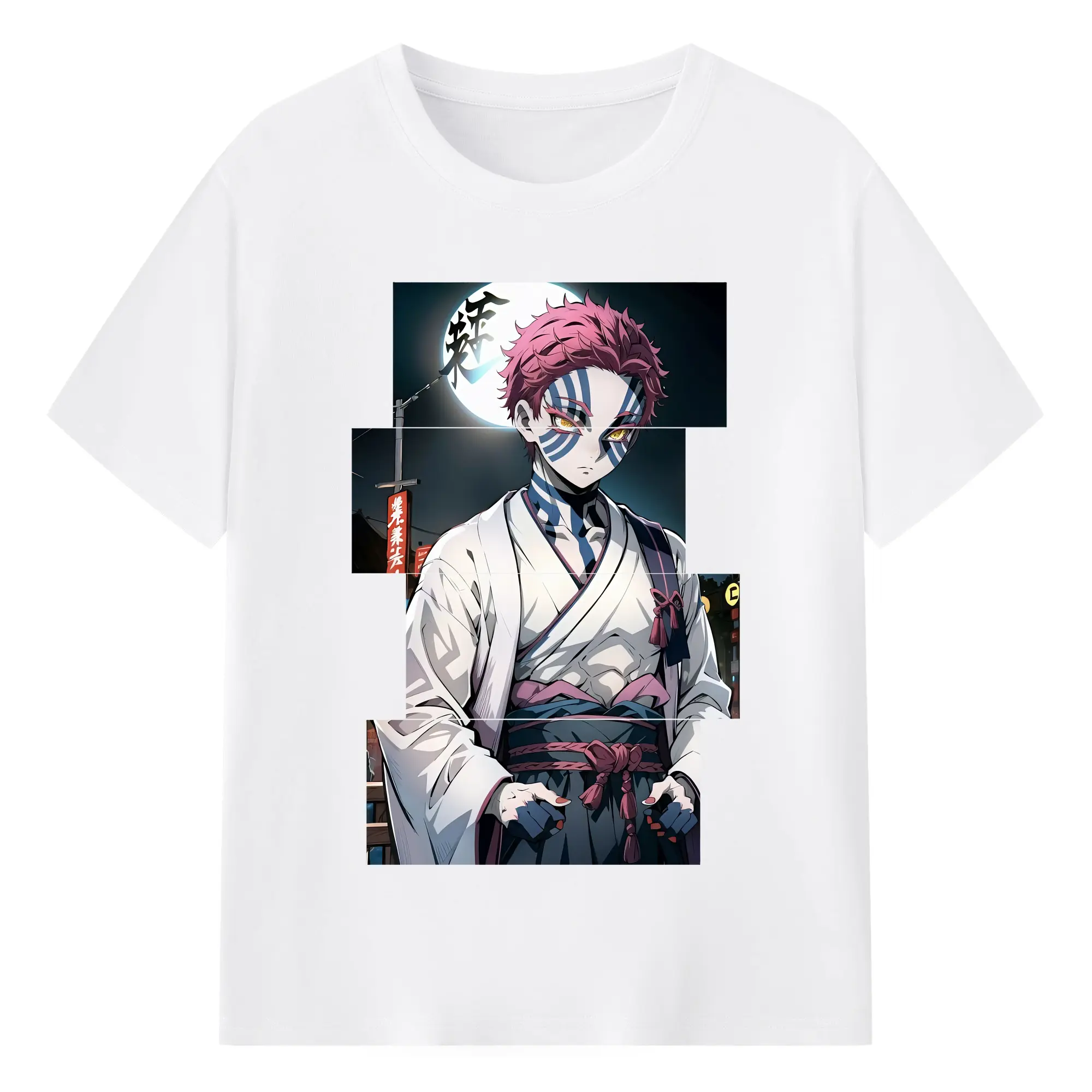 鬼滅の刃 グッズ,猗窩座 - 綿100％ 半袖Tシャツ ・ フロントプリント ・ 快適 通気性 ・ 日常使い 散歩 スポーツ用