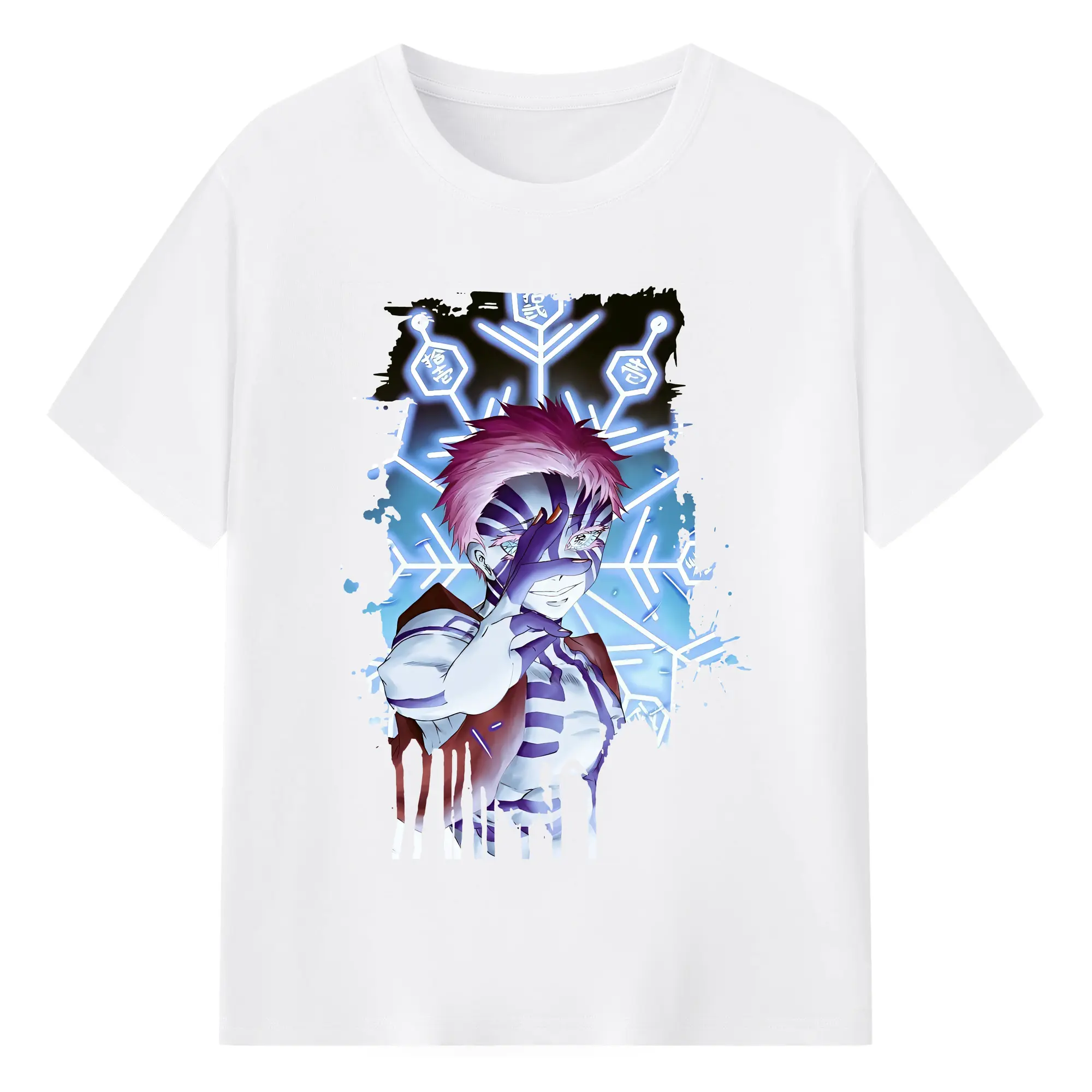 鬼滅の刃 グッズ,猗窩座 - 綿100％ 半袖Tシャツ ・ フロントプリント ・ 快適 通気性 ・ 日常使い 散歩 スポーツ用