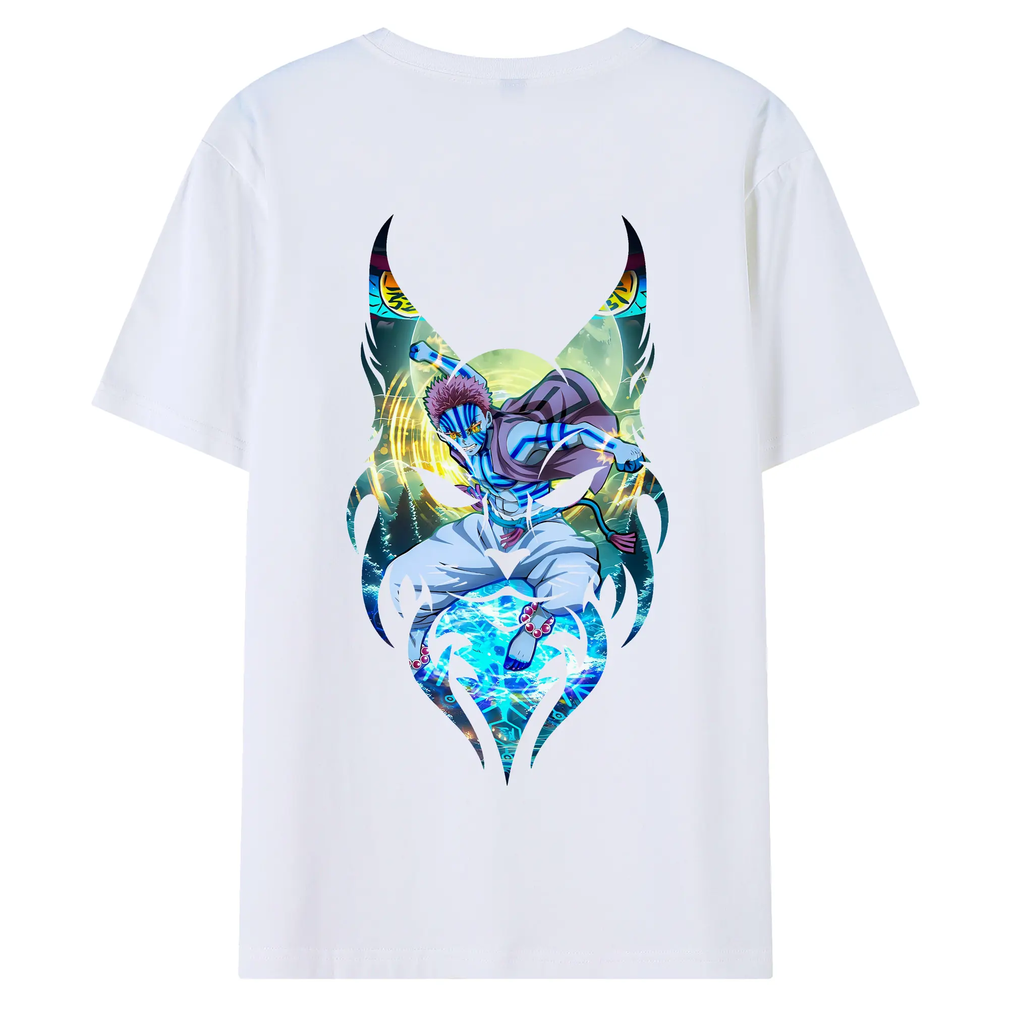 鬼滅の刃 グッズ,猗窩座 - 綿100％ 半袖Tシャツ ・ バックプリント ・ 快適 通気性 ・ 日常使い 散歩 スポーツ用