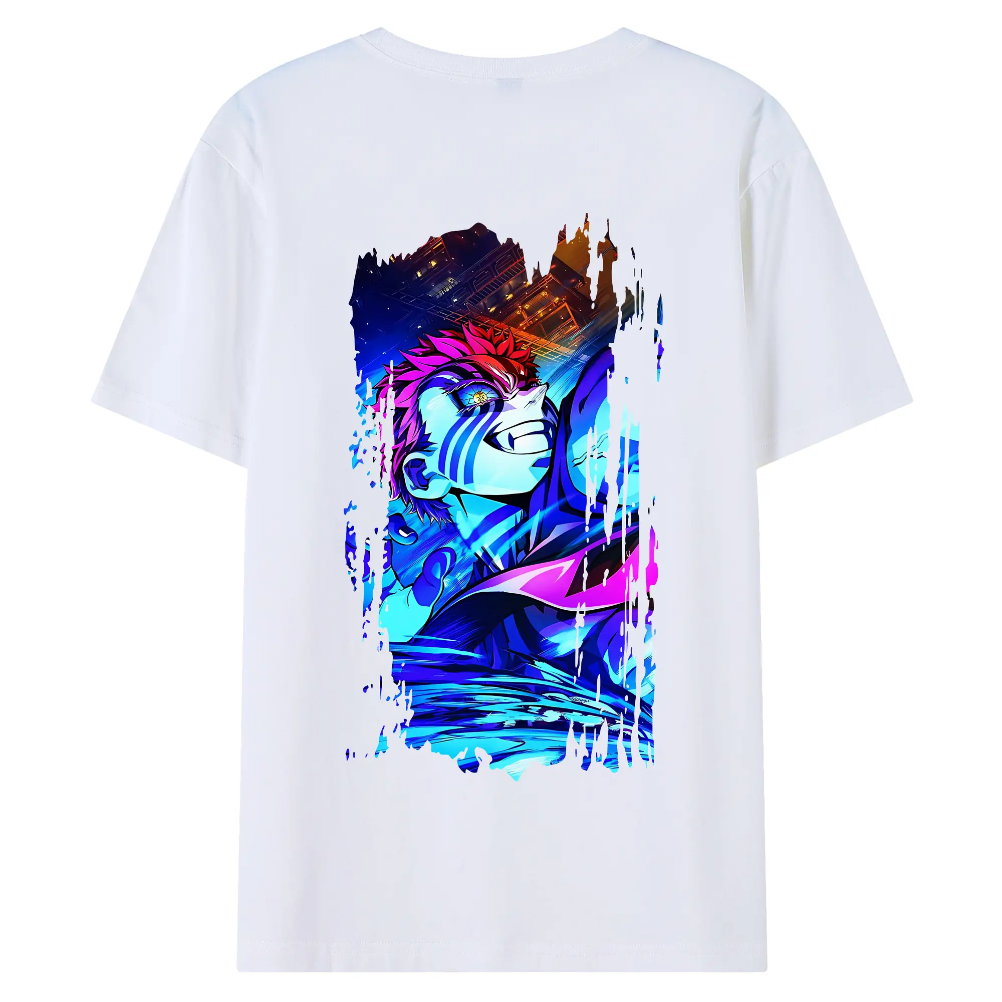 鬼滅の刃 グッズ,猗窩座 - 綿100％ 半袖Tシャツ ・ バックプリント ・ 快適 通気性 ・ 日常使い 散歩 スポーツ用