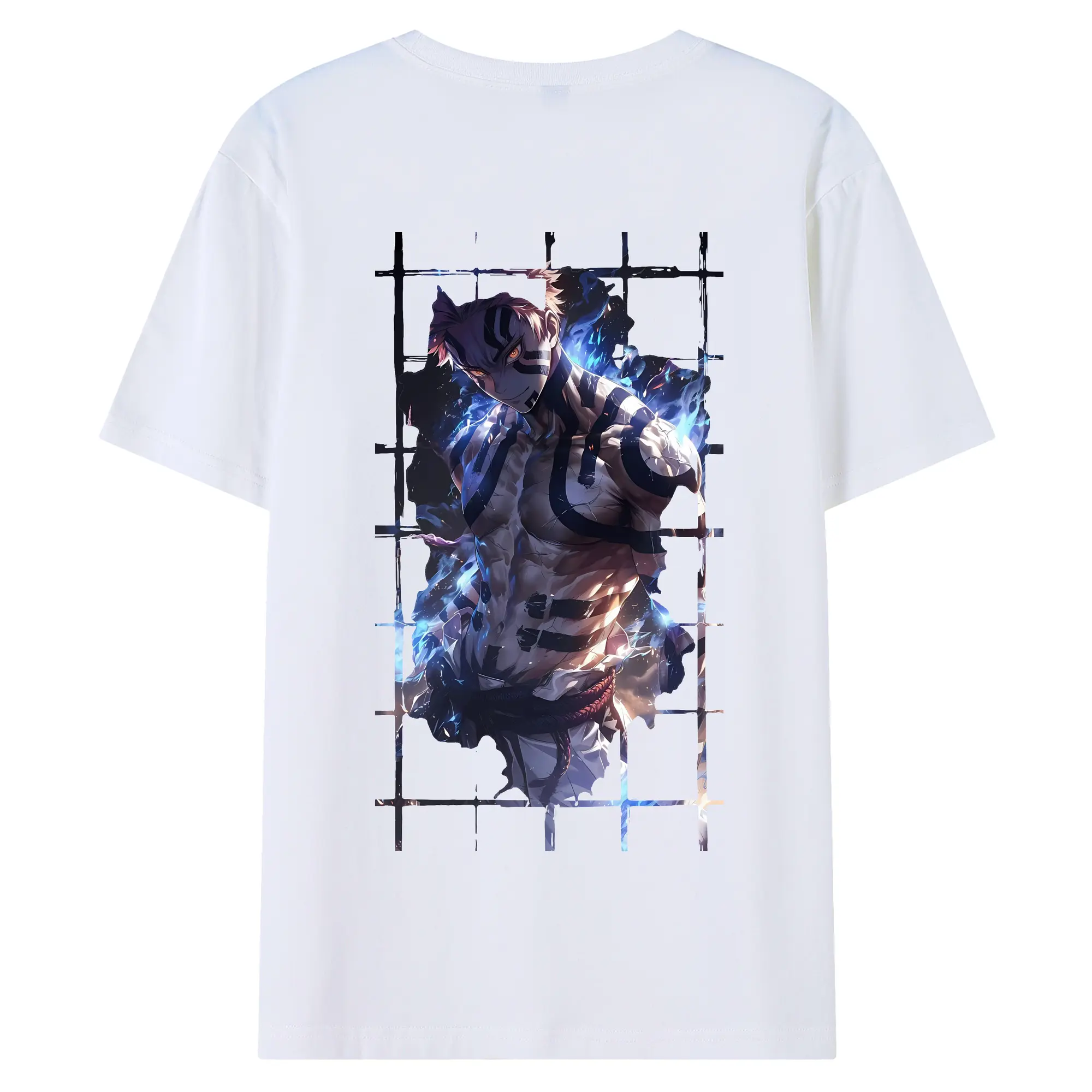 鬼滅の刃 グッズ,猗窩座 - 綿100％ 半袖Tシャツ ・ バックプリント ・ 快適 通気性 ・ 日常使い 散歩 スポーツ用