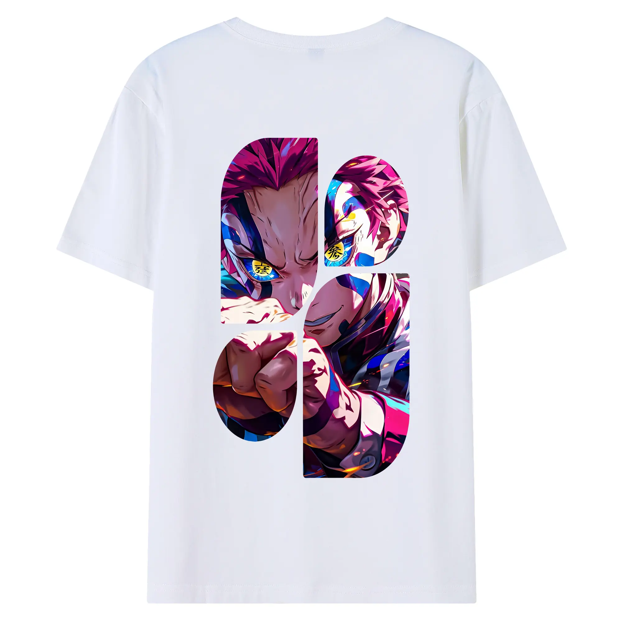 鬼滅の刃 グッズ,猗窩座 - 綿100％ 半袖Tシャツ ・ バックプリント ・ 快適 通気性 ・ 日常使い 散歩 スポーツ用