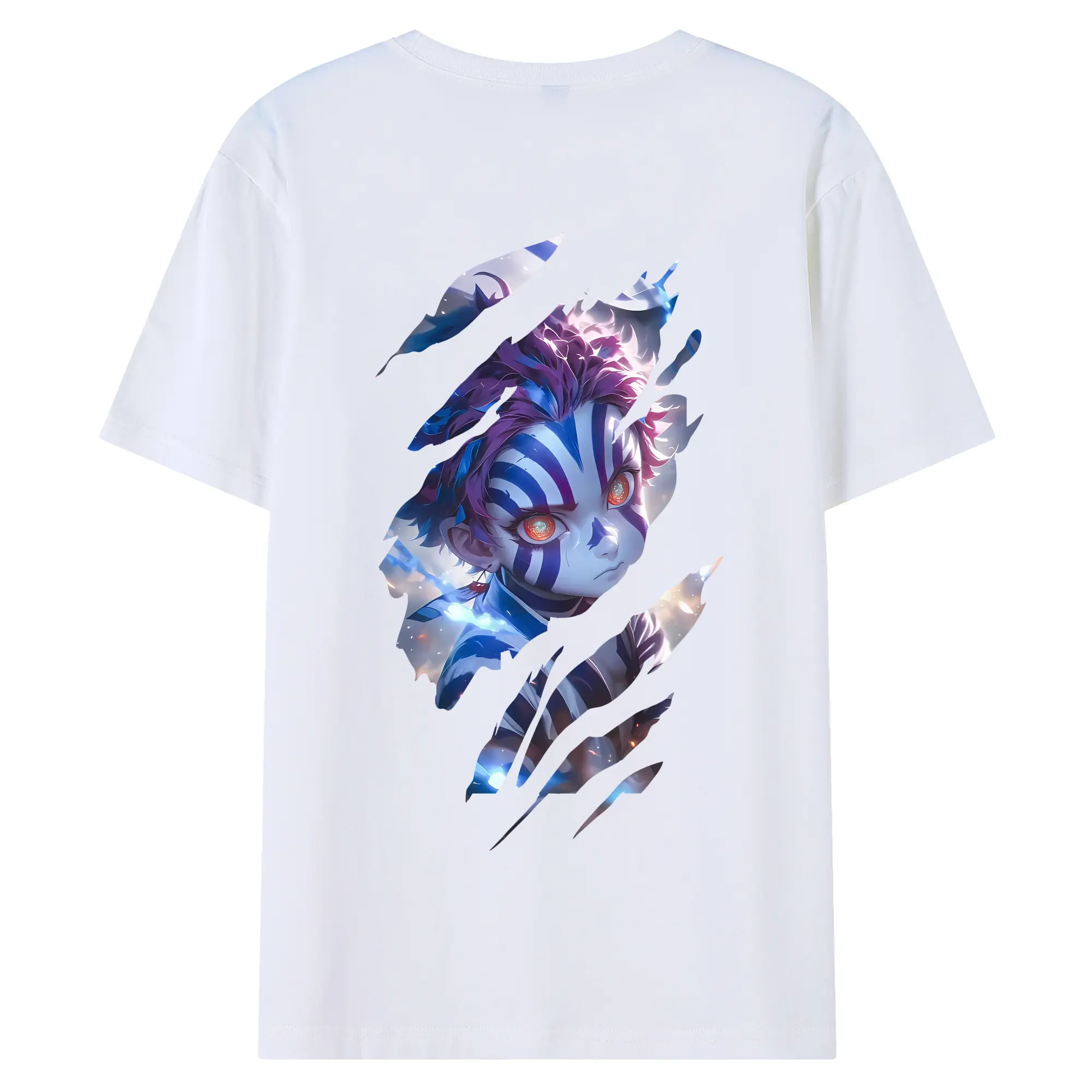 鬼滅の刃 グッズ,猗窩座 - 綿100％ 半袖Tシャツ ・ バックプリント ・ 快適 通気性 ・ 日常使い 散歩 スポーツ用