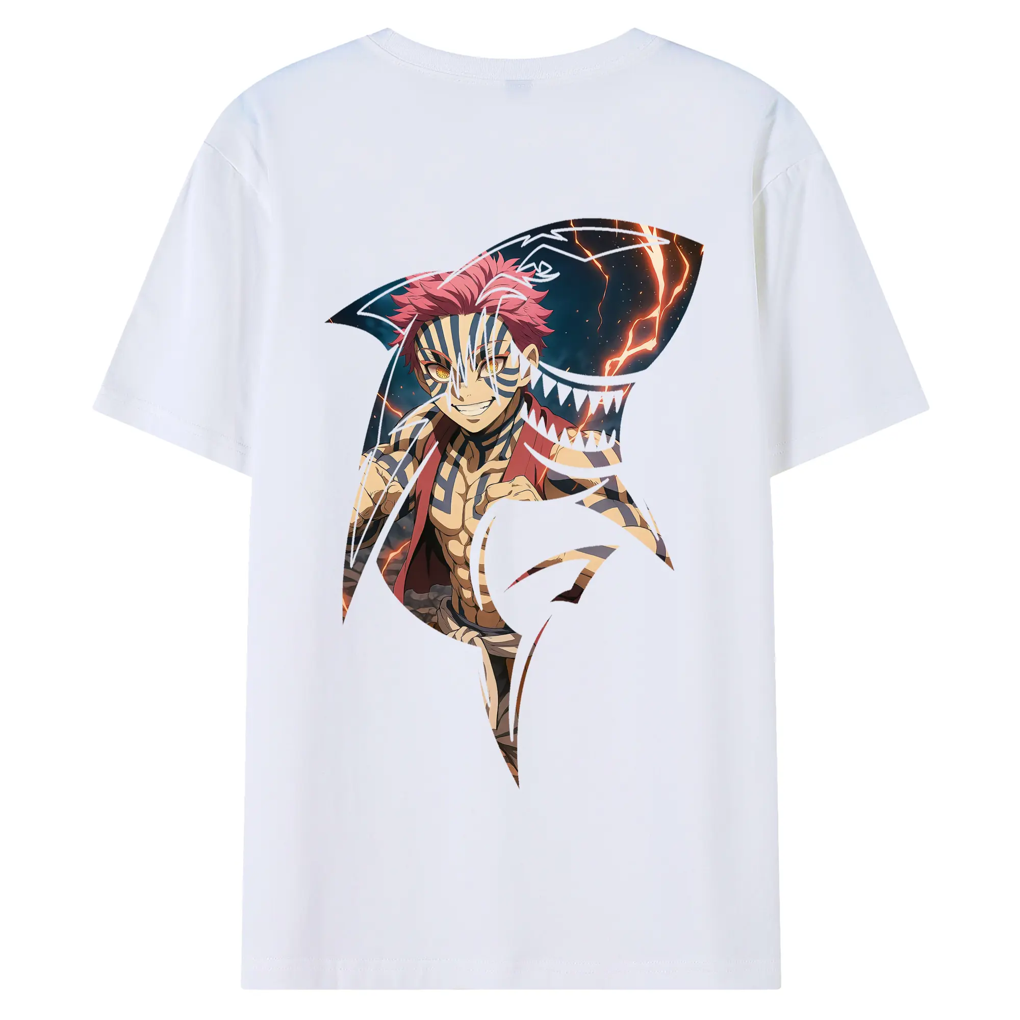 鬼滅の刃 グッズ,猗窩座 - 綿100％ 半袖Tシャツ ・ バックプリント ・ 快適 通気性 ・ 日常使い 散歩 スポーツ用