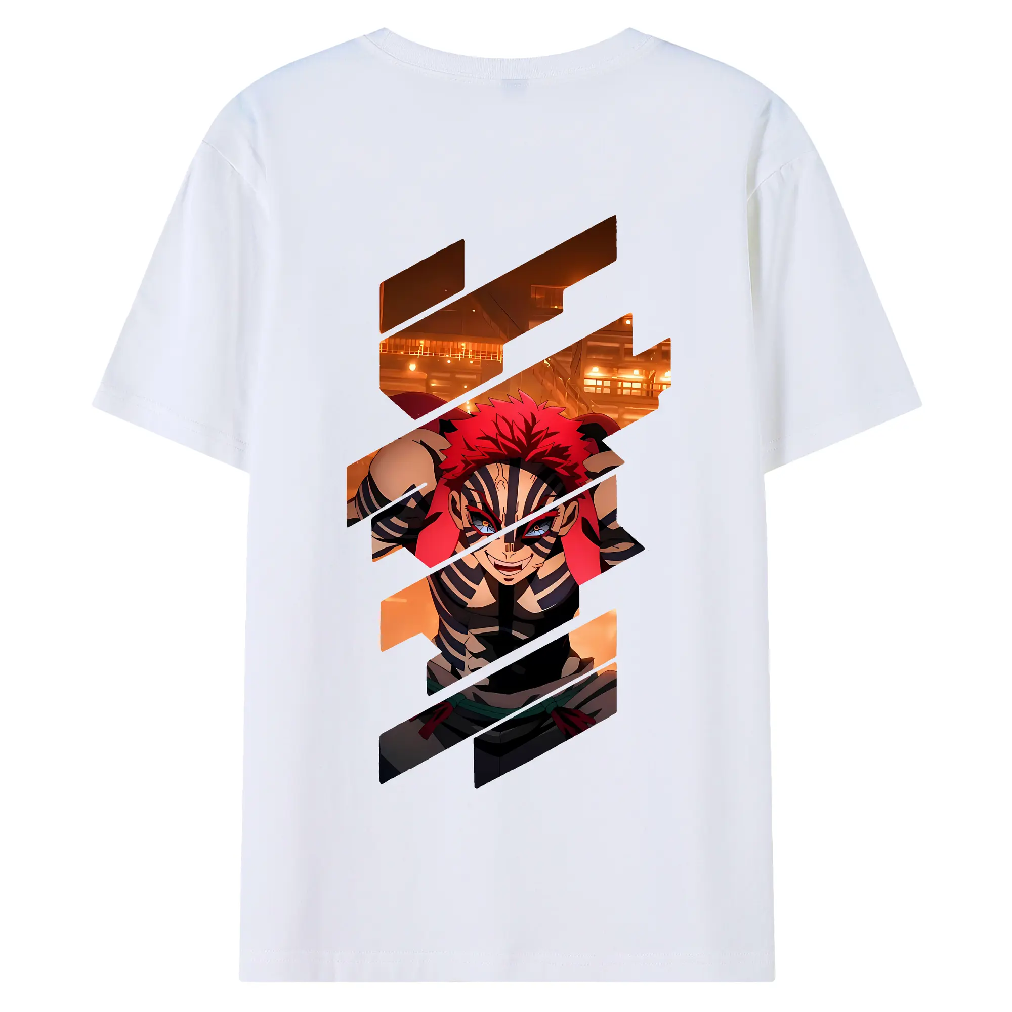 鬼滅の刃 グッズ,猗窩座 - 綿100％ 半袖Tシャツ ・ バックプリント ・ 快適 通気性 ・ 日常使い 散歩 スポーツ用