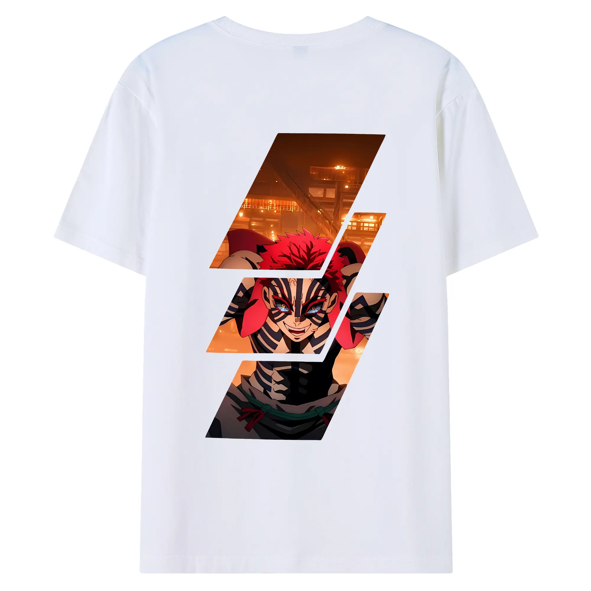 鬼滅の刃 グッズ,猗窩座 - 綿100％ 半袖Tシャツ ・ バックプリント ・ 快適 通気性 ・ 日常使い 散歩 スポーツ用