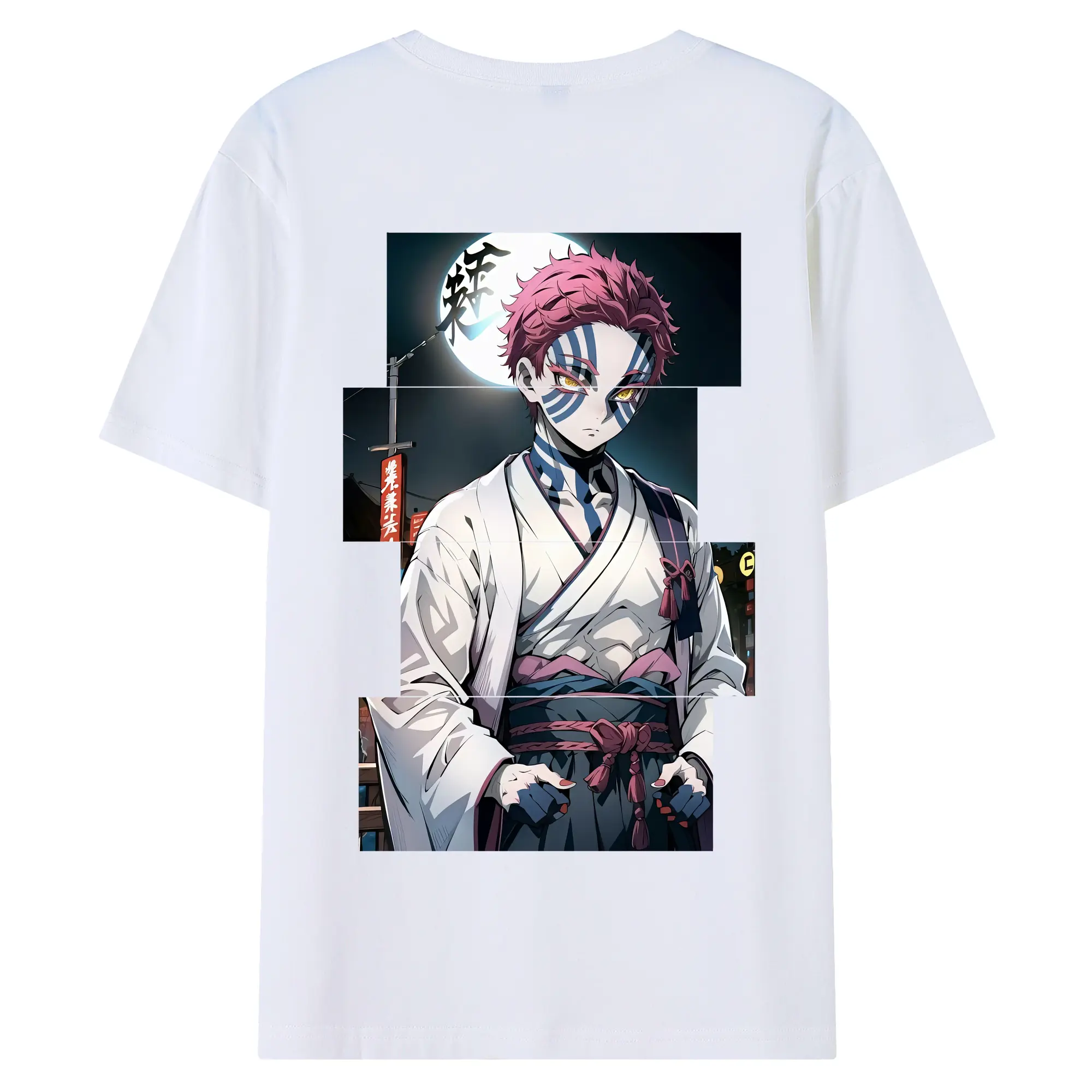 鬼滅の刃 グッズ,猗窩座 - 綿100％ 半袖Tシャツ ・ バックプリント ・ 快適 通気性 ・ 日常使い 散歩 スポーツ用