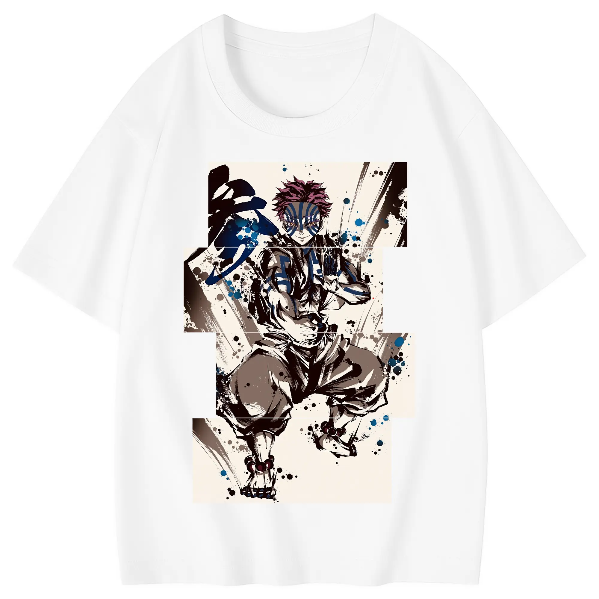 鬼滅の刃 グッズ,猗窩座 - 綿100％ キッズTシャツ ・ フロントプリント ・ 快適 通気性 ・ スポーツ カジュアル 散歩用