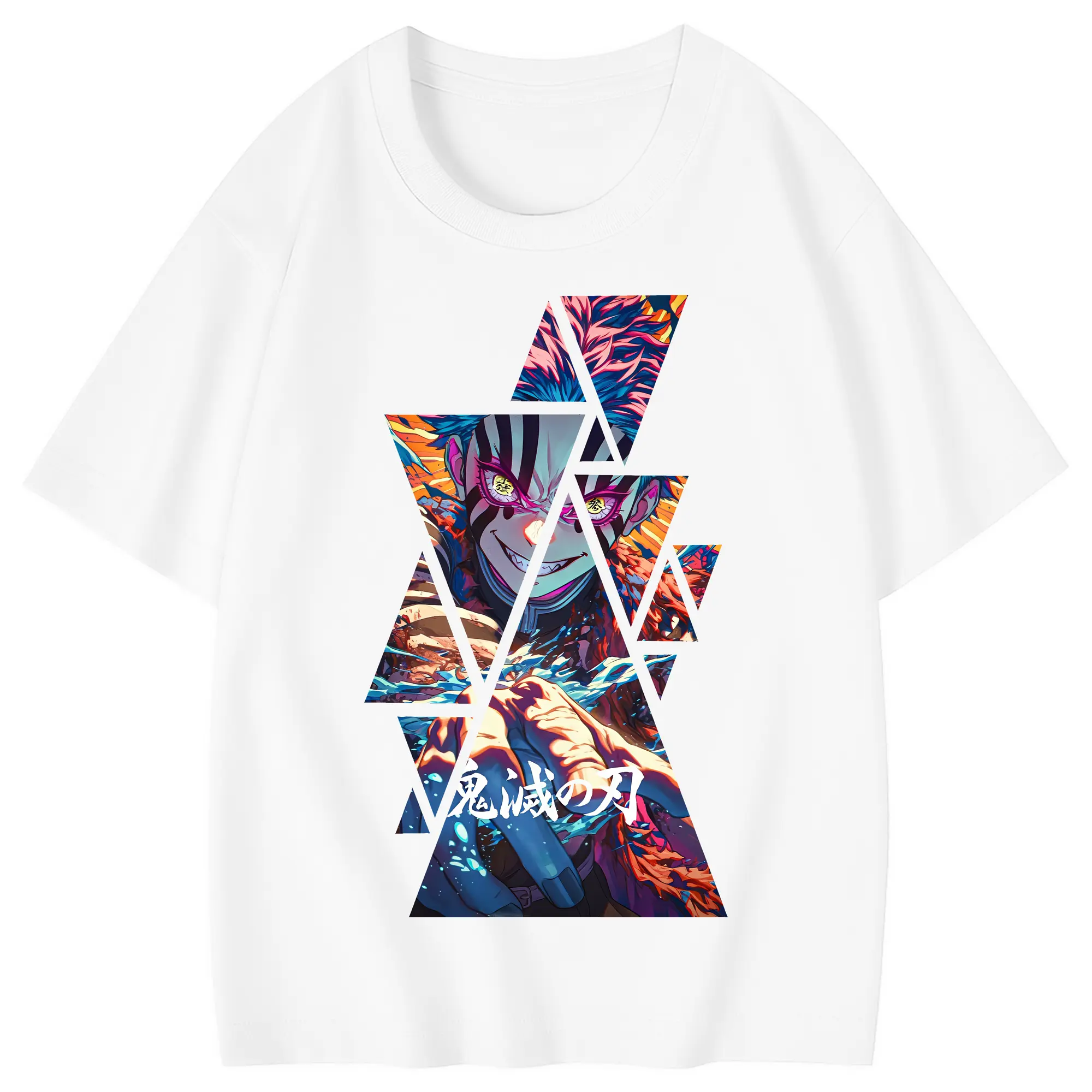 鬼滅の刃 グッズ,猗窩座 - 綿100％ キッズTシャツ ・ フロントプリント ・ 快適 通気性 ・ スポーツ カジュアル 散歩用