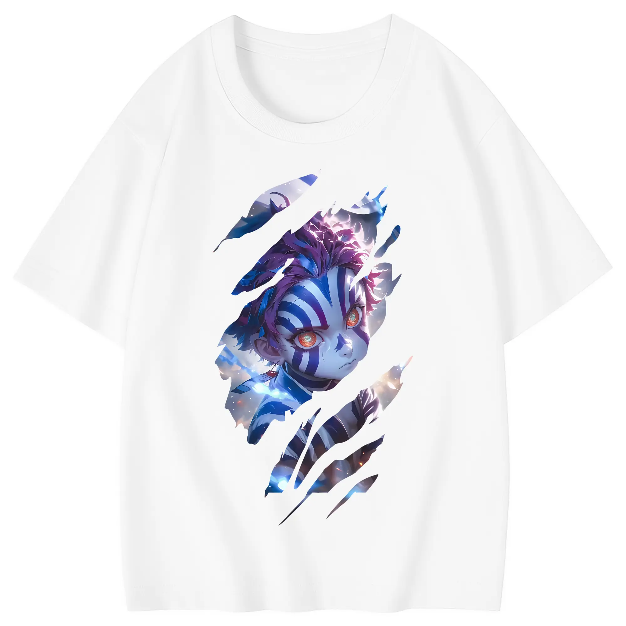 鬼滅の刃 グッズ,猗窩座 - 綿100％ キッズTシャツ ・ フロントプリント ・ 快適 通気性 ・ スポーツ カジュアル 散歩用