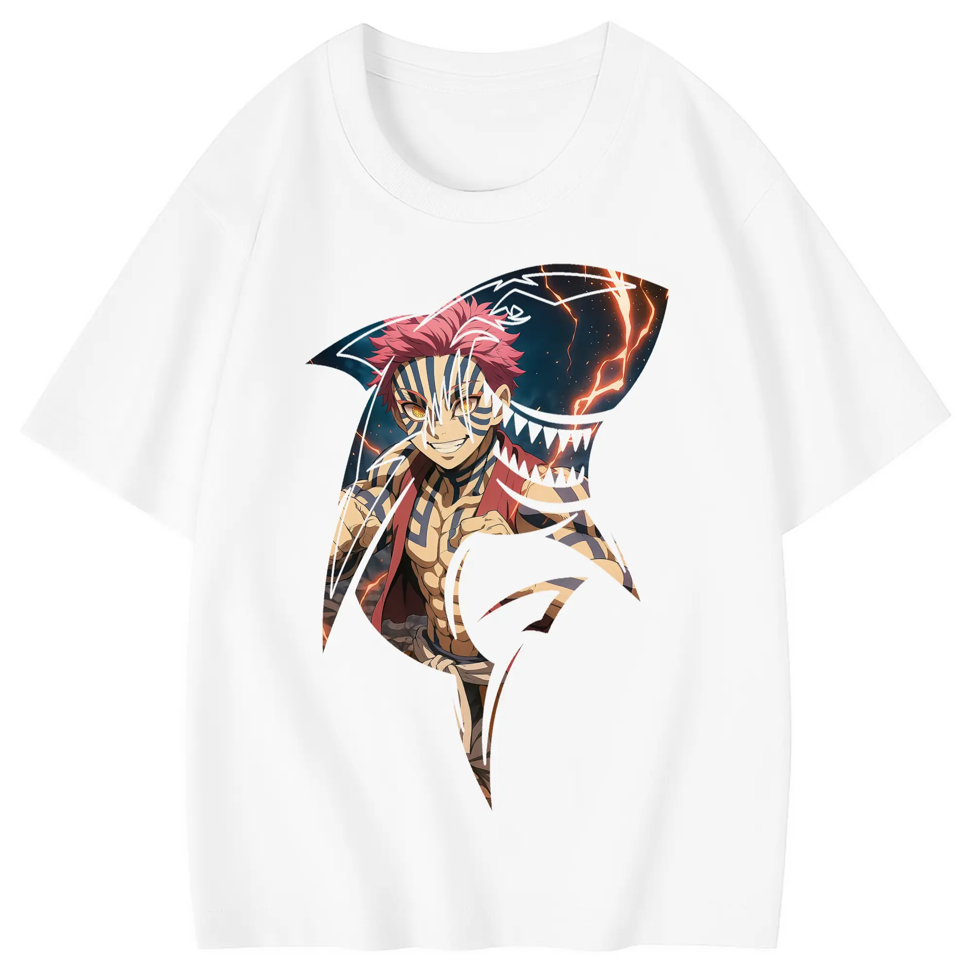 鬼滅の刃 グッズ,猗窩座 - 綿100％ キッズTシャツ ・ フロントプリント ・ 快適 通気性 ・ スポーツ カジュアル 散歩用