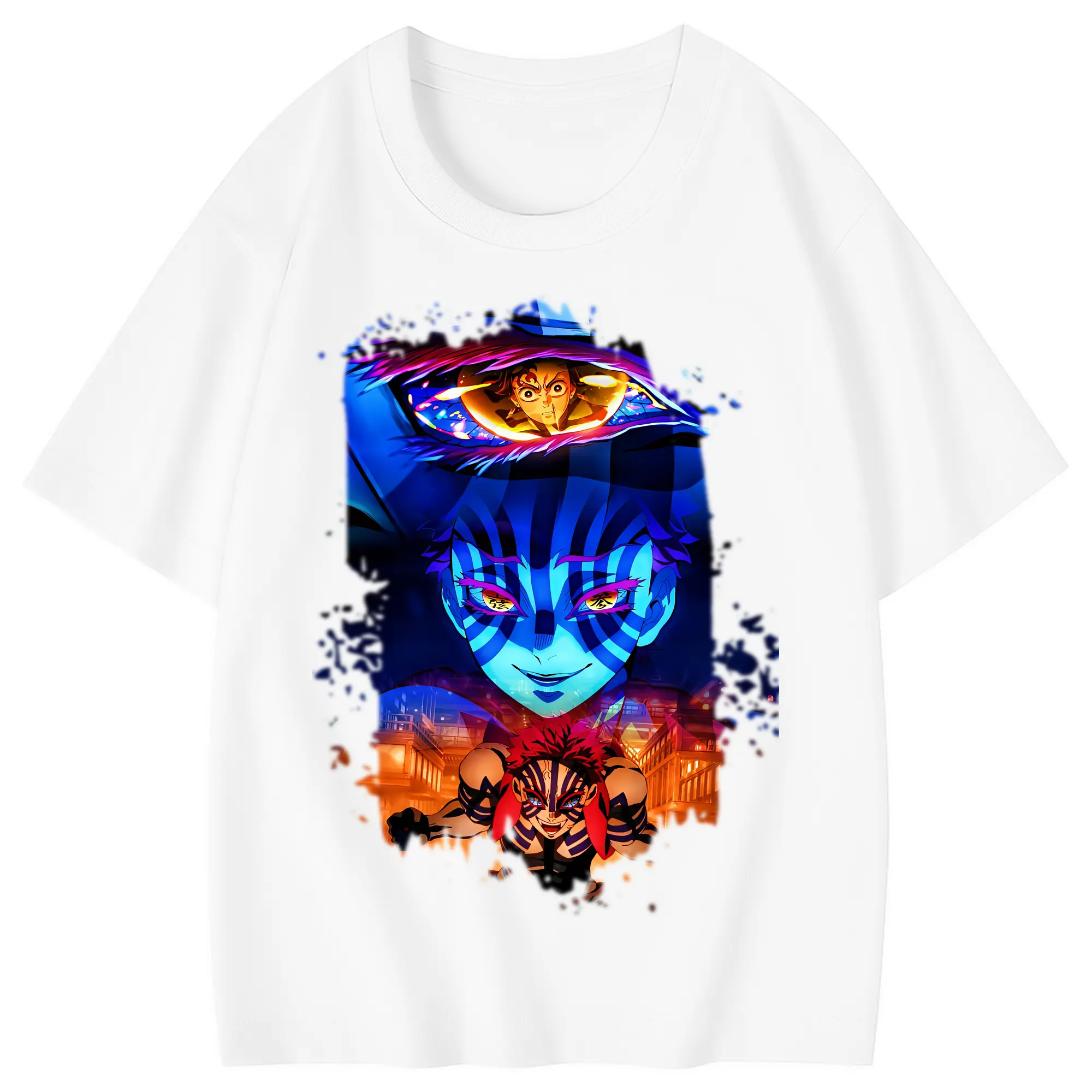 鬼滅の刃 グッズ,猗窩座 - 綿100％ キッズTシャツ ・ フロントプリント ・ 快適 通気性 ・ スポーツ カジュアル 散歩用