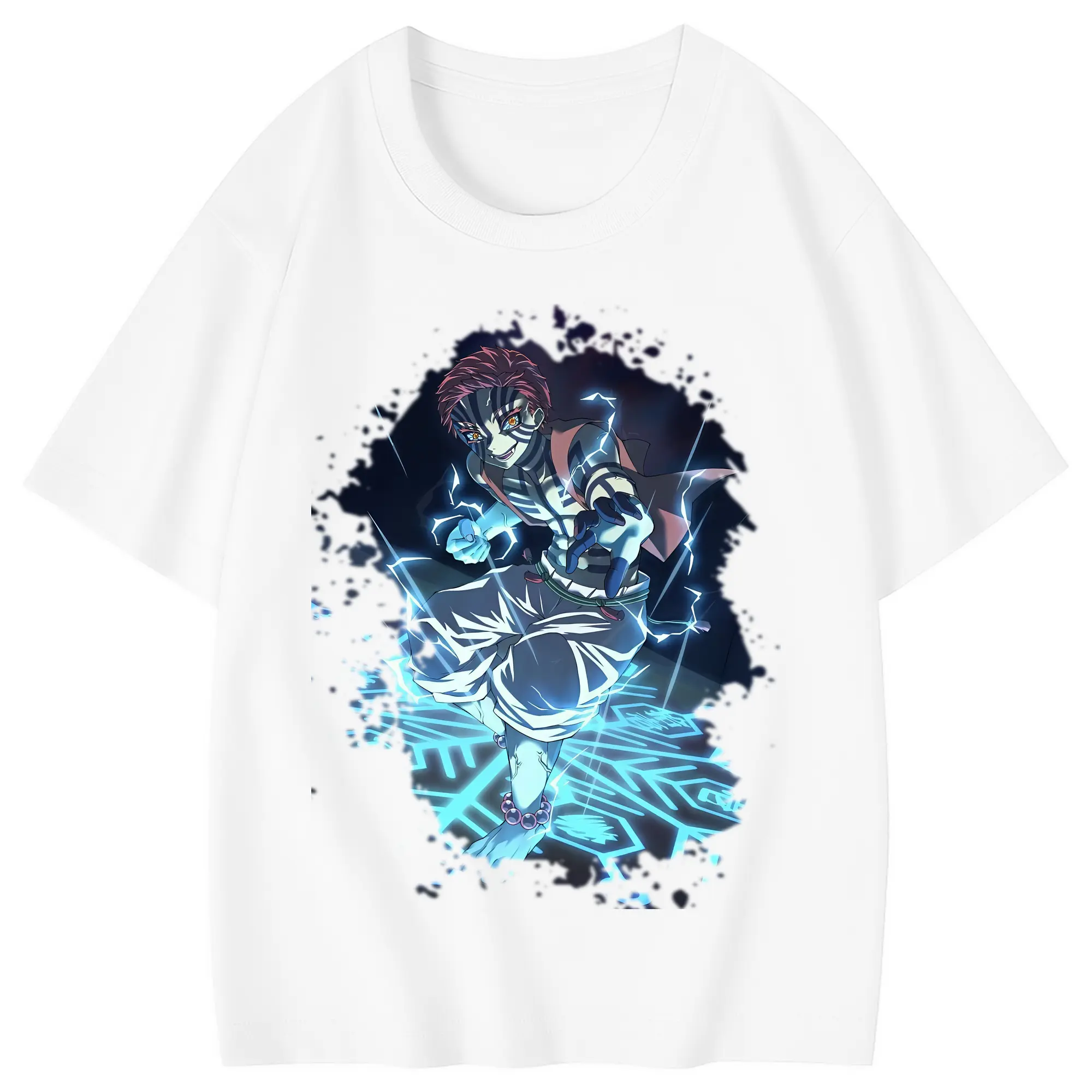 鬼滅の刃 グッズ,猗窩座 - 綿100％ キッズTシャツ ・ フロントプリント ・ 快適 通気性 ・ スポーツ カジュアル 散歩用