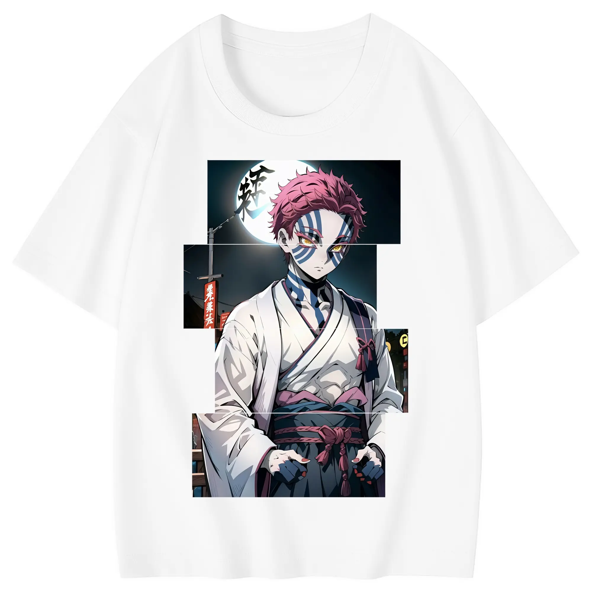 鬼滅の刃 グッズ,猗窩座 - 綿100％ キッズTシャツ ・ フロントプリント ・ 快適 通気性 ・ スポーツ カジュアル 散歩用