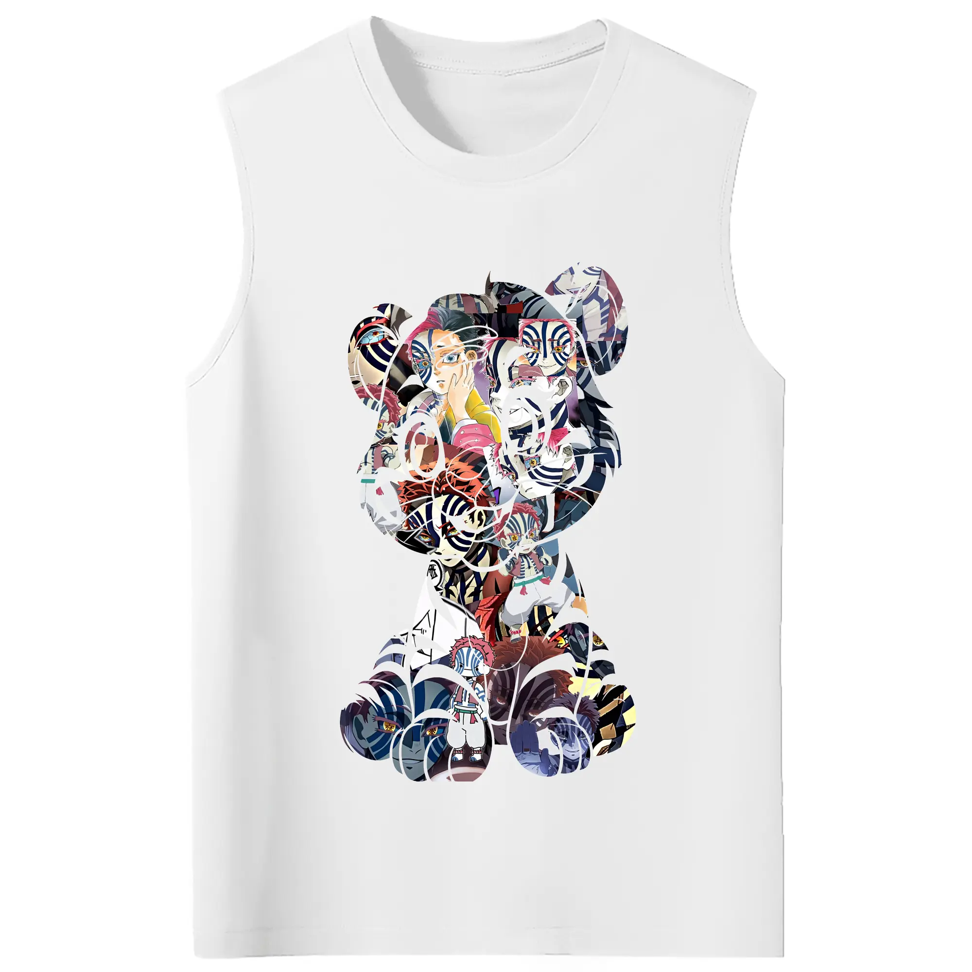 鬼滅の刃 グッズ,猗窩座 - コットン100％ タンクトップ ・ フロントプリント ・ タイトフィット ・ 快適 通気性 ・ スポーツ カジュアル 散歩用