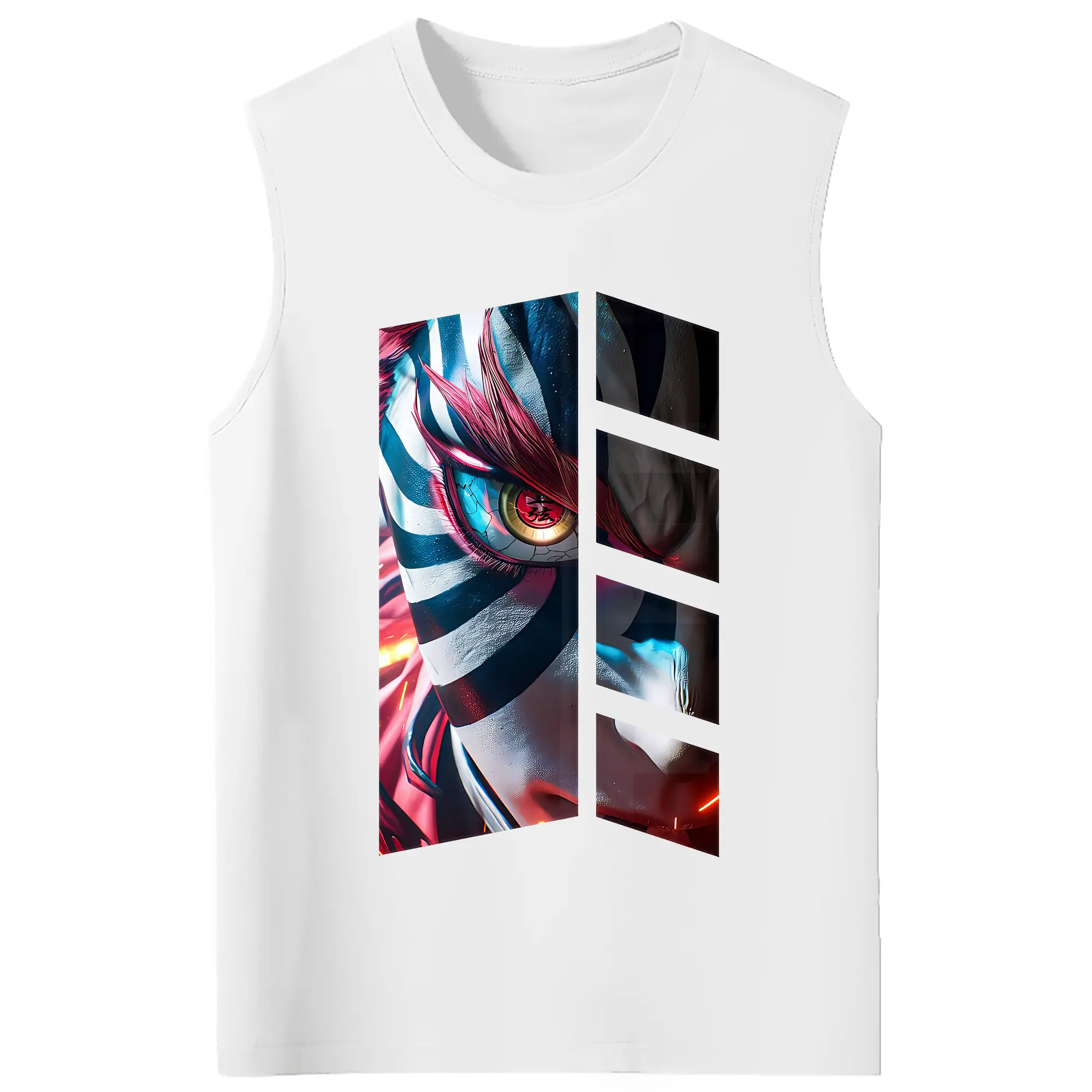 鬼滅の刃 グッズ,猗窩座 - コットン100％ タンクトップ ・ フロントプリント ・ タイトフィット ・ 快適 通気性 ・ スポーツ カジュアル 散歩用