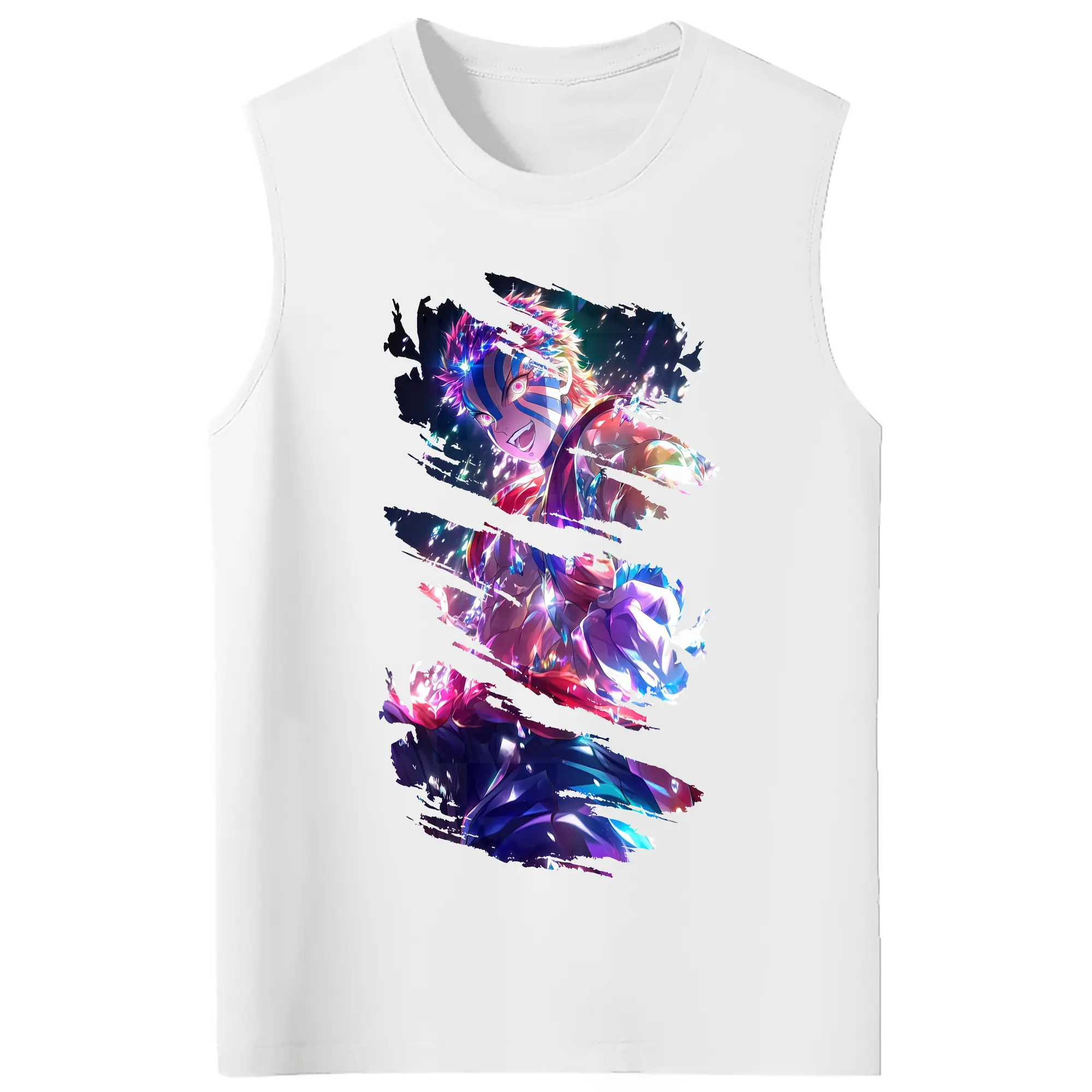 鬼滅の刃 グッズ,猗窩座 - コットン100％ タンクトップ ・ フロントプリント ・ タイトフィット ・ 快適 通気性 ・ スポーツ カジュアル 散歩用