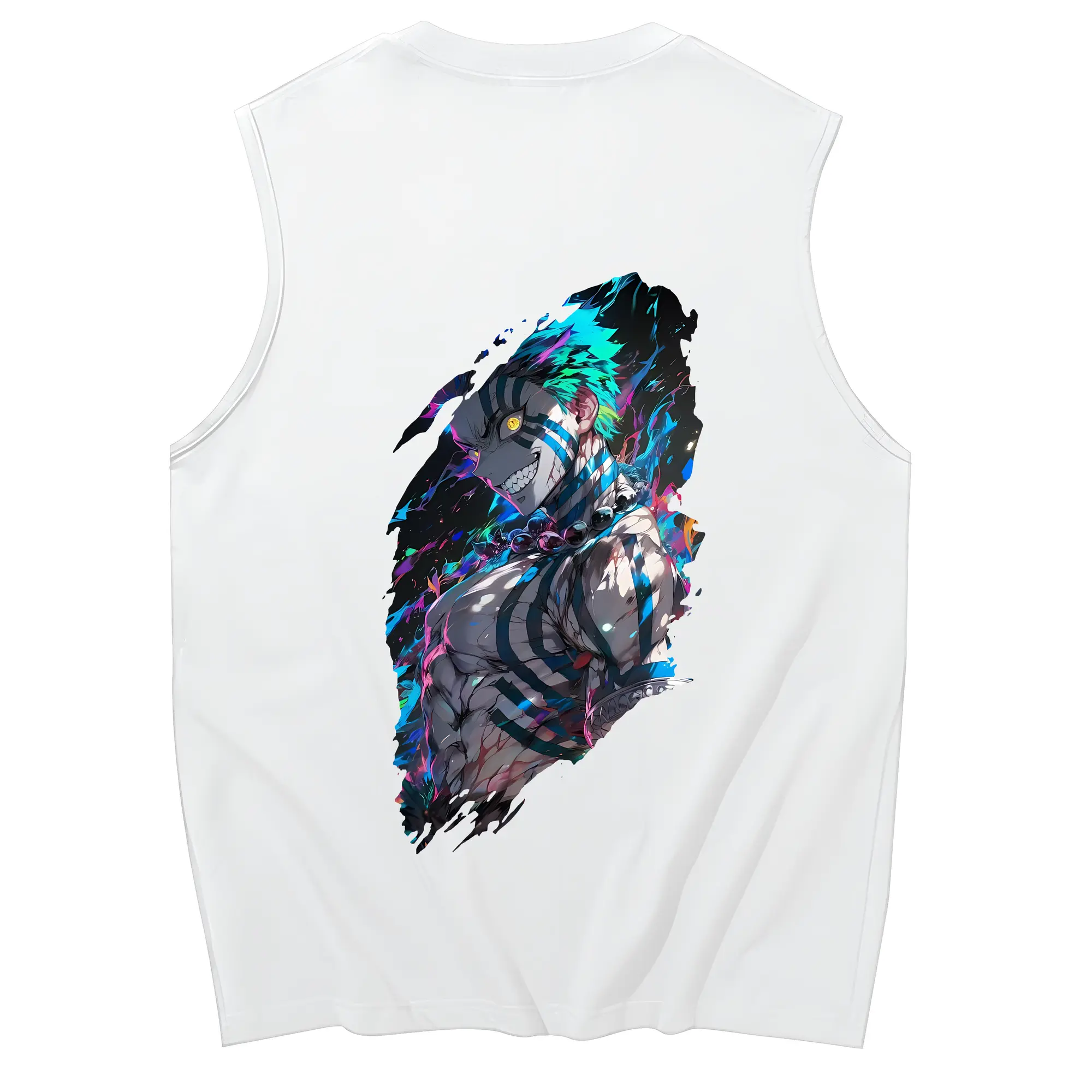 鬼滅の刃 グッズ,猗窩座 - コットン100％ タンクトップ ・ 背面プリント ・ タイトシルエット ・ 快適 通気性 ・ スポーツ カジュアル 散歩用