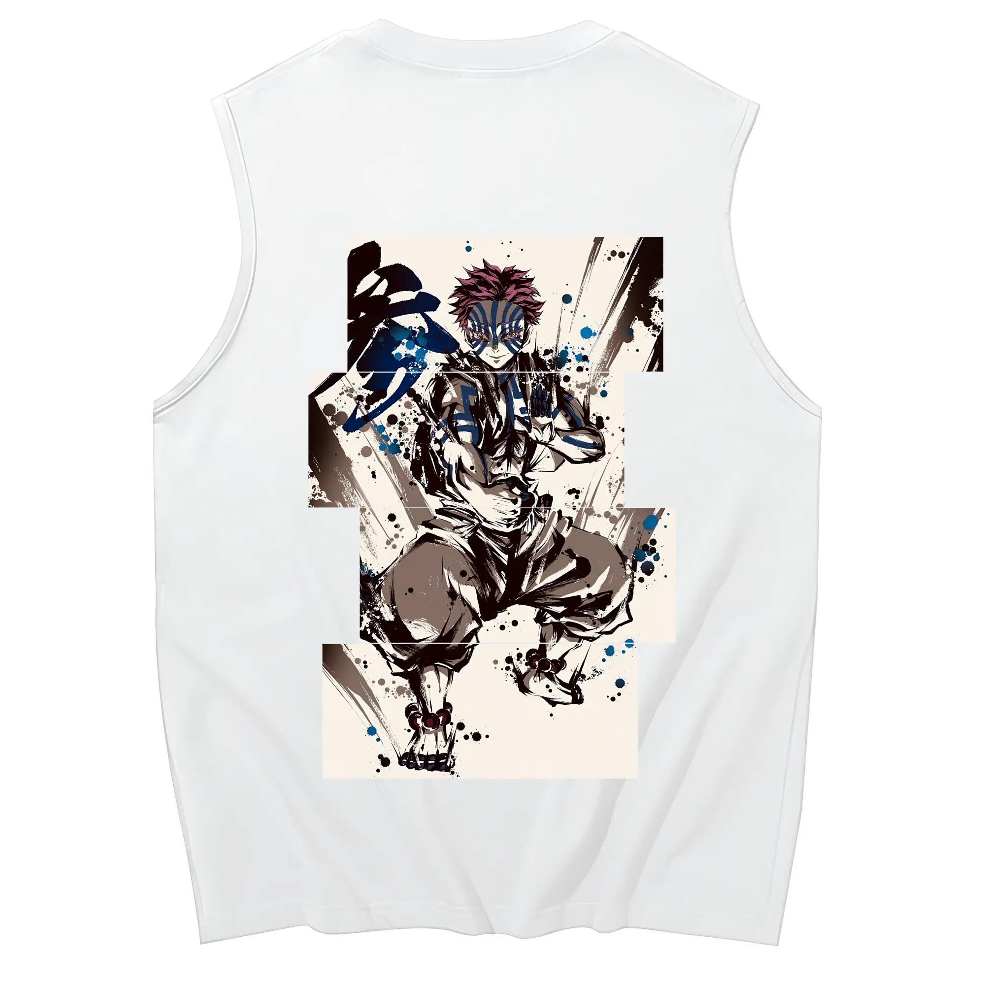鬼滅の刃 グッズ,猗窩座 - コットン100％ タンクトップ ・ 背面プリント ・ タイトシルエット ・ 快適 通気性 ・ スポーツ カジュアル 散歩用