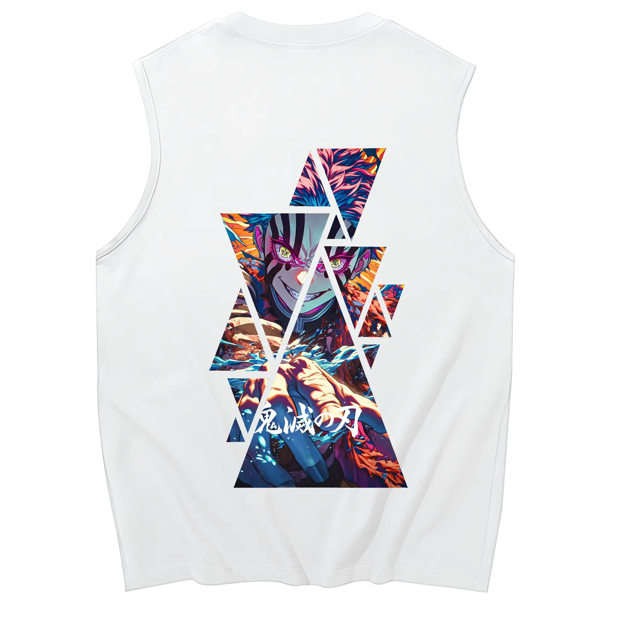鬼滅の刃 グッズ,猗窩座 - コットン100％ タンクトップ ・ 背面プリント ・ タイトシルエット ・ 快適 通気性 ・ スポーツ カジュアル 散歩用